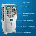 Crompton ACGC-DAC555 Ozone Desert Air Cooler- 55L; with Everlast Pump, Auto Fill, 4-Way Air Deflection and High Density Honeycomb pads; White & Teal Mahajan Electronics Online