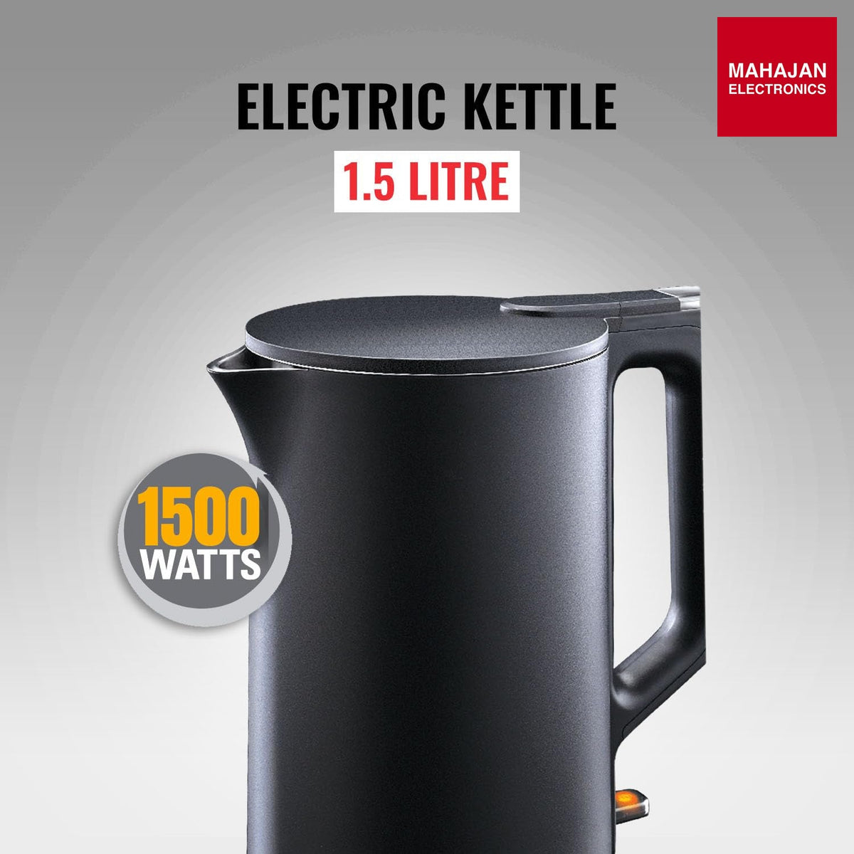 Sujata 1500 W Electric Kettle EK01 Black 1.5 Litre | Strix Controller | Cool Touch | 3 Way Auto Shut Off | Stainless Steel | 360 Degree base – Mahajan Electronics Online.