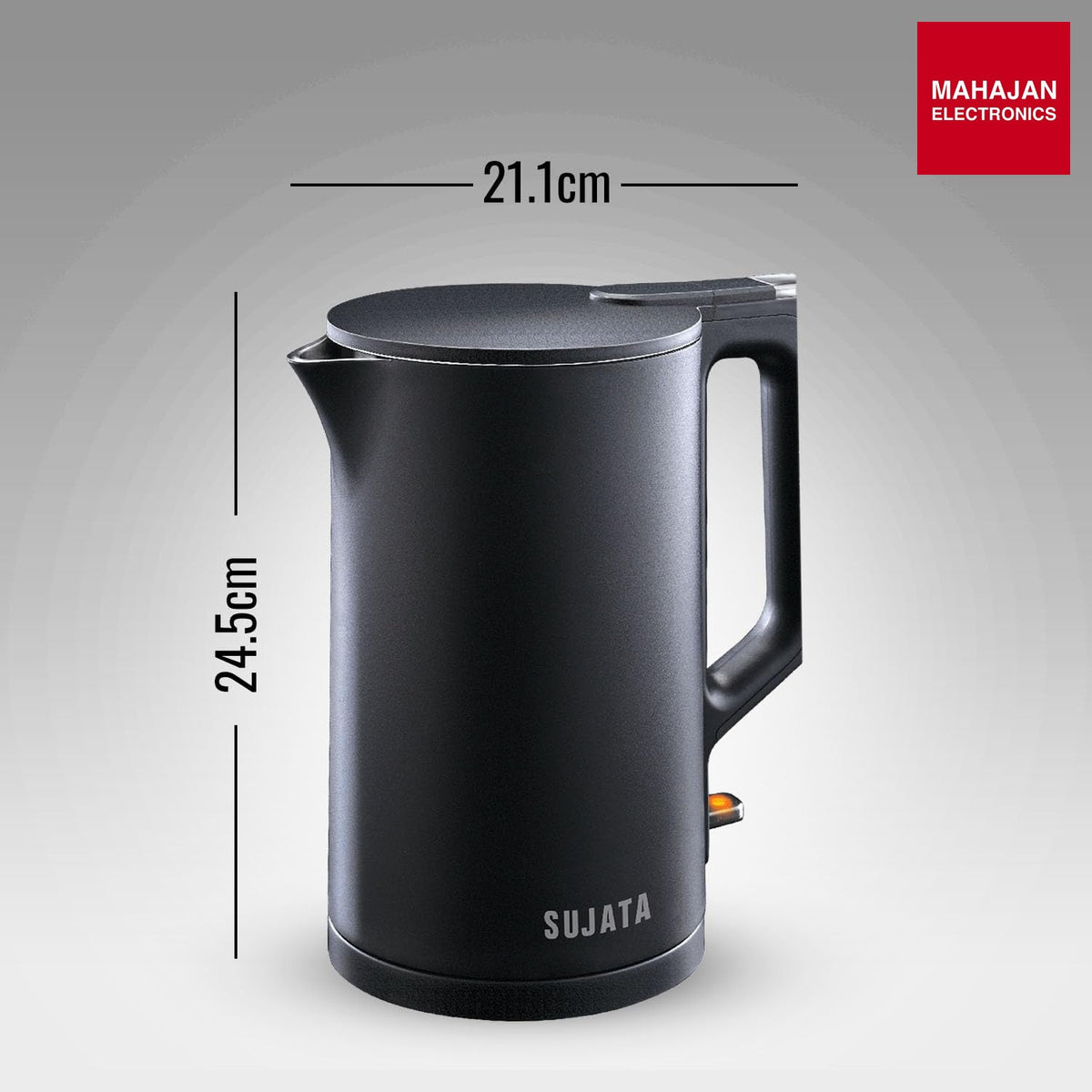 Sujata 1500 W Electric Kettle EK01 Black 1.5 Litre | Strix Controller | Cool Touch | 3 Way Auto Shut Off | Stainless Steel | 360 Degree base – Mahajan Electronics Online.