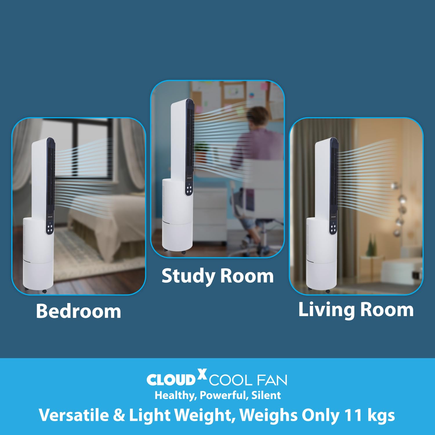 SINGER Cloudx Cool Fan with Cloud Technology | Silver Coated Mesh Filter | Quite Mode Mahajan Electronics Online