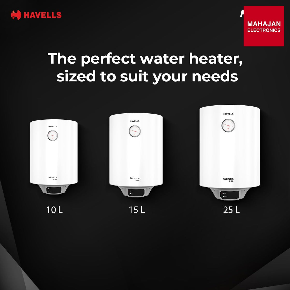 Havells Monza Pro 25L Storage GHWVMPUWAW25 Water Heater(Geyser) – Mahajan Electronics Online.