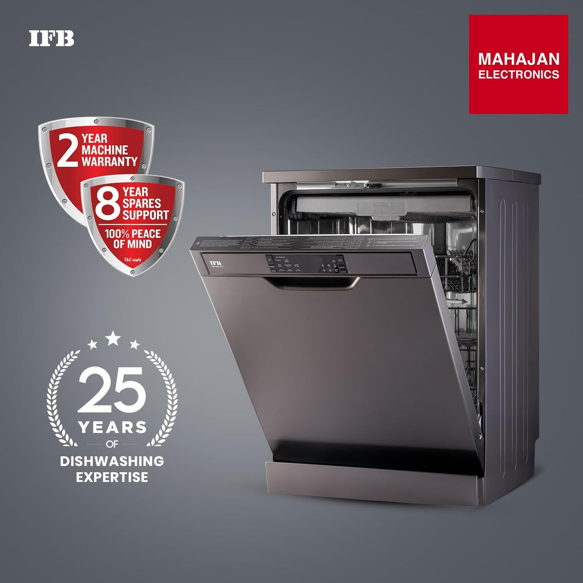 IFB Neptune VX16 16 Place Setting Dishwasher (Inox Grey) | Auto Door Open, ION Tech, 360° Spray Arms, Steam Drying – Mahajan Electronics Online.