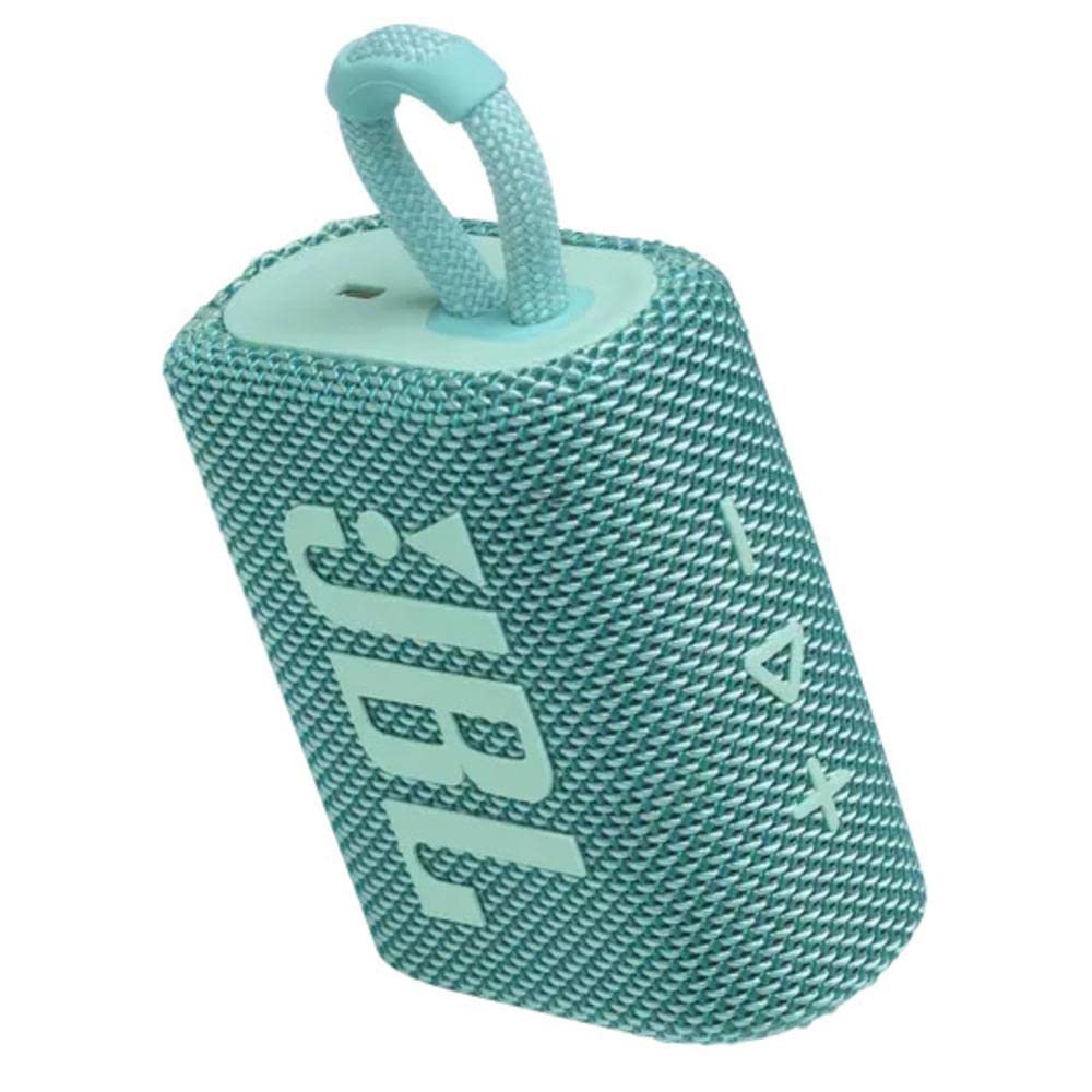 JBL Go 3, Wireless Ultra Portable Bluetooth Speaker, Pro Sound, Vibrant Colors with Rugged Fabric Design, Waterproof, Type C (Without Mic, Teal) Mahajan Electronics Online