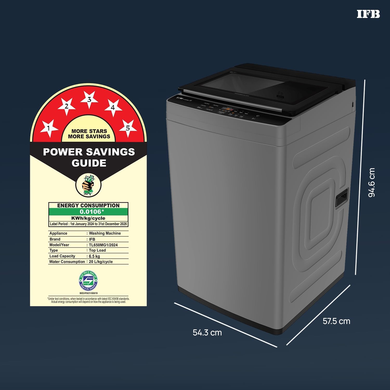 IFB TL650MG1 6.5 Kg 5 Star with Deep Clean® Technology, AI Powered, Fully Automatic Top Load Washing Machine (TL650MG1, ActivMix, Aqua Energie, Med Grey) IFB