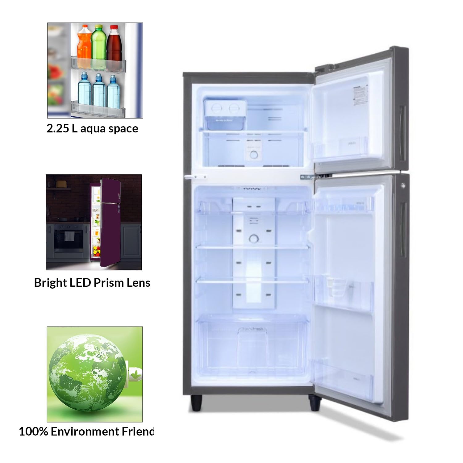 Godrej 233 L 2 Star Inverter, 24 Days farm Freshness Frost Free Double Door Refrigerator(RT EONALPHA 270B RI ST GL, Steel Glow) mahajan electronics oline
