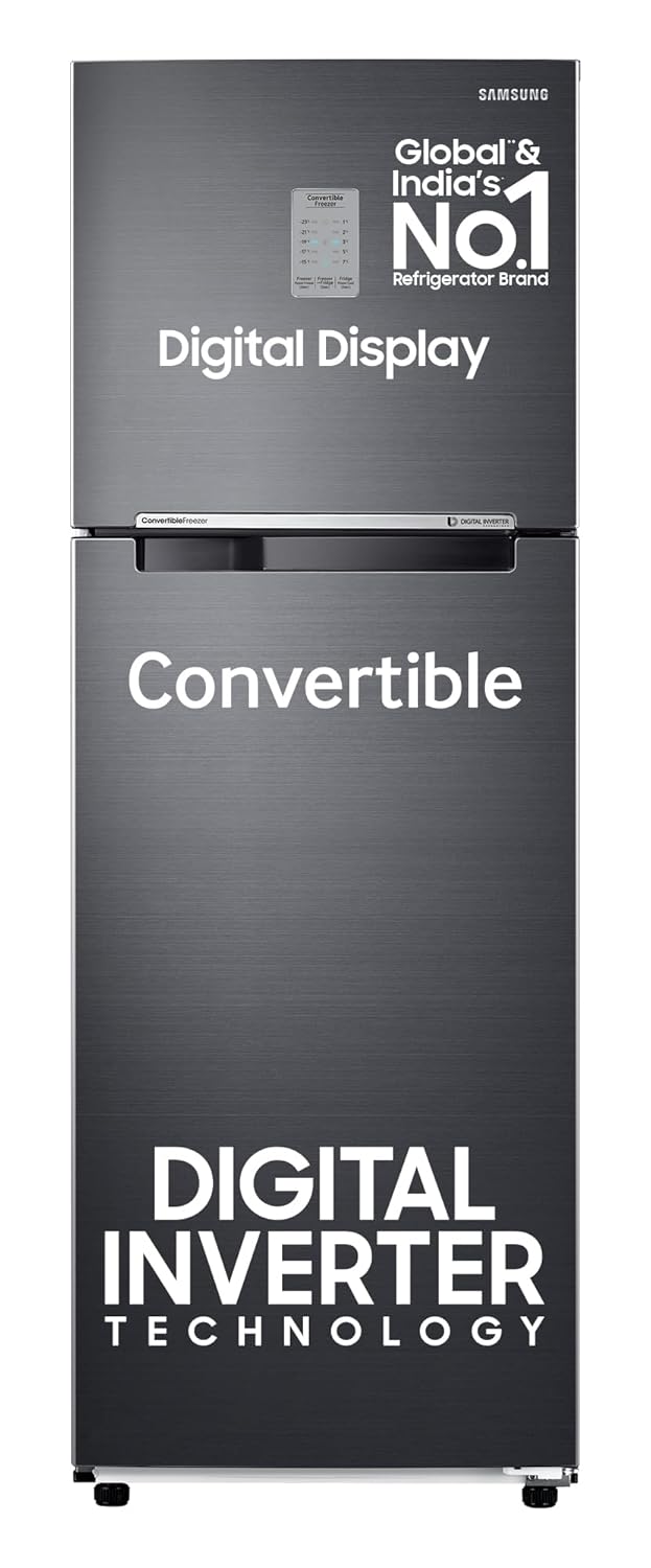 Samsung 236L 3 Star Convertible 3 In 1 Digital Inverter Frost-Free Double Door Refrigerator (RT28C3733BX/HL,Luxe Black) mahajan electronics online