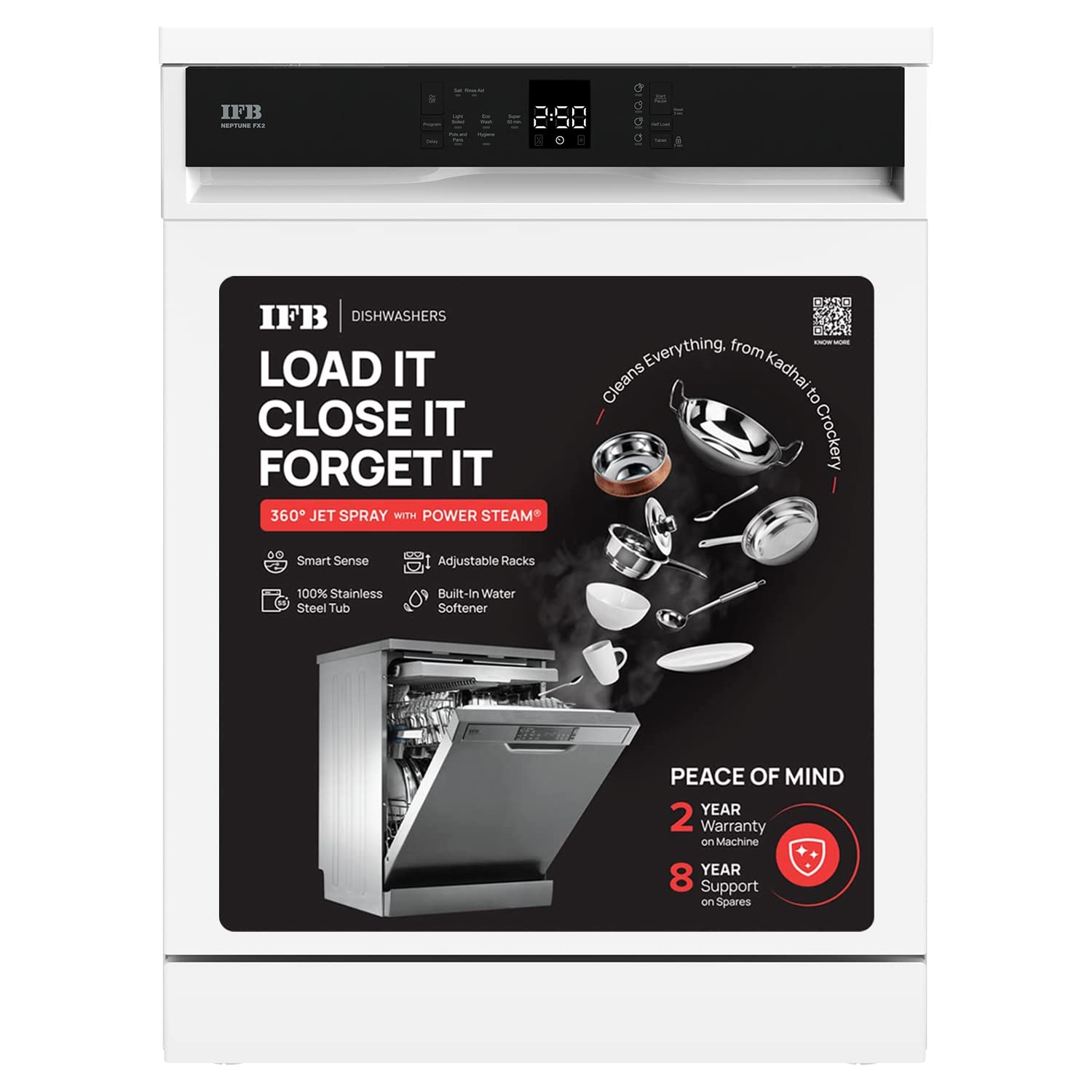 IFB 14 Place Settings ‎Hot water wash Free Standing Dishwasher (Neptune FX2, White, In Built Heater Mahajan Electronics Online