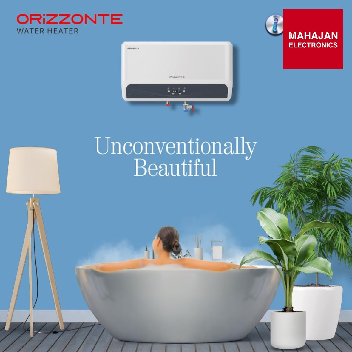 Havells Orizzonte 15 L Storage Water Heater with Glass Coated Tank, Digital Display & Remote Control, White – Mahajan Electronics Online.