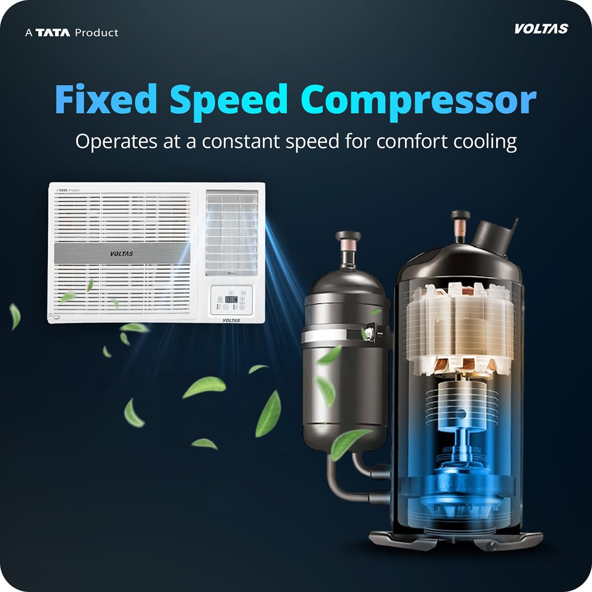 Voltas 182FS PEARL 1.5 ton 2 Star Fixed Speed Window AC (Copper, Anti Dust Filter, 2-Way Air Swing, Memory Restart, Sleep Mode (, White) Voltas
