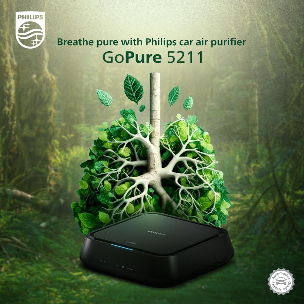 Philips GoPure 5211 Car Air Purifier (Black) With HEPA and HESA Fliter 3 Color AQI Indicator Mahajan Electronics Online