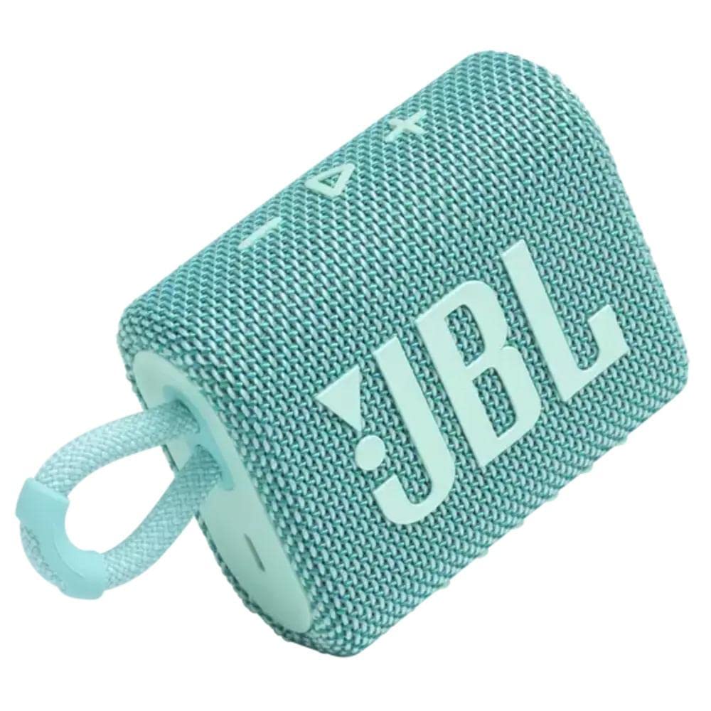 JBL Go 3, Wireless Ultra Portable Bluetooth Speaker, Pro Sound, Vibrant Colors with Rugged Fabric Design, Waterproof, Type C (Without Mic, Teal) Mahajan Electronics Online
