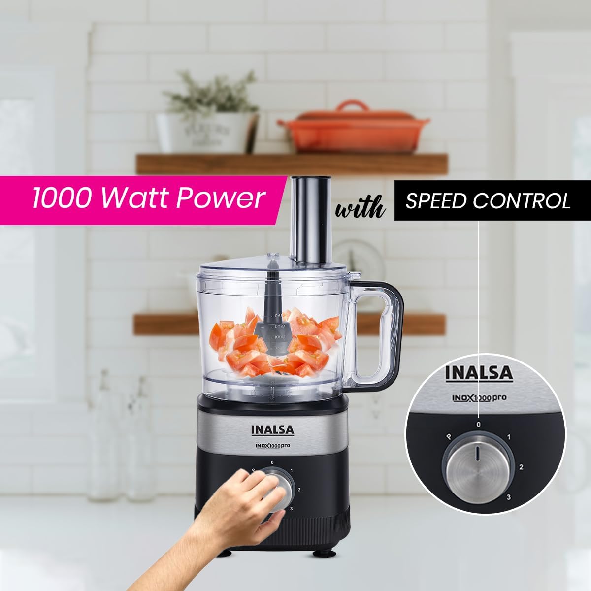 Inalsa Food Processor Inox1000 Pro For Kitchen With Mixer Grinder Juicer|1000 Watt Copper Motor Mahajan Electronics Online