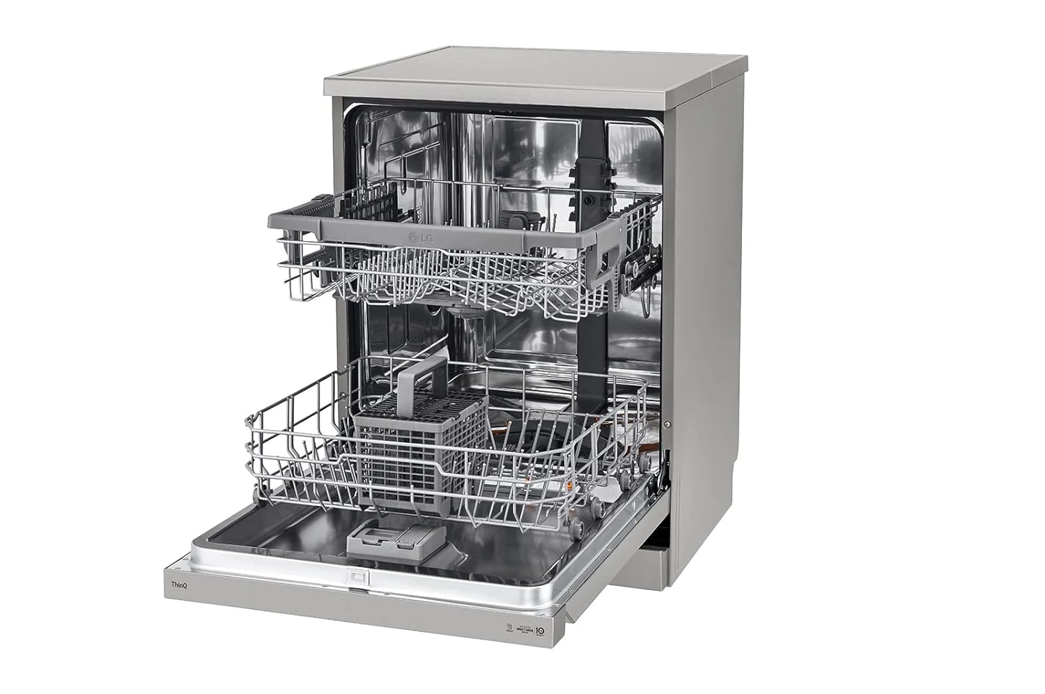 LG DFB532FP 14 Place Setting Freestanding Dishwasher with TrueSteam™, QuadWash™, Inverter Direct Drive & LG ThinQ (Silver, Made for Indian Utensils)