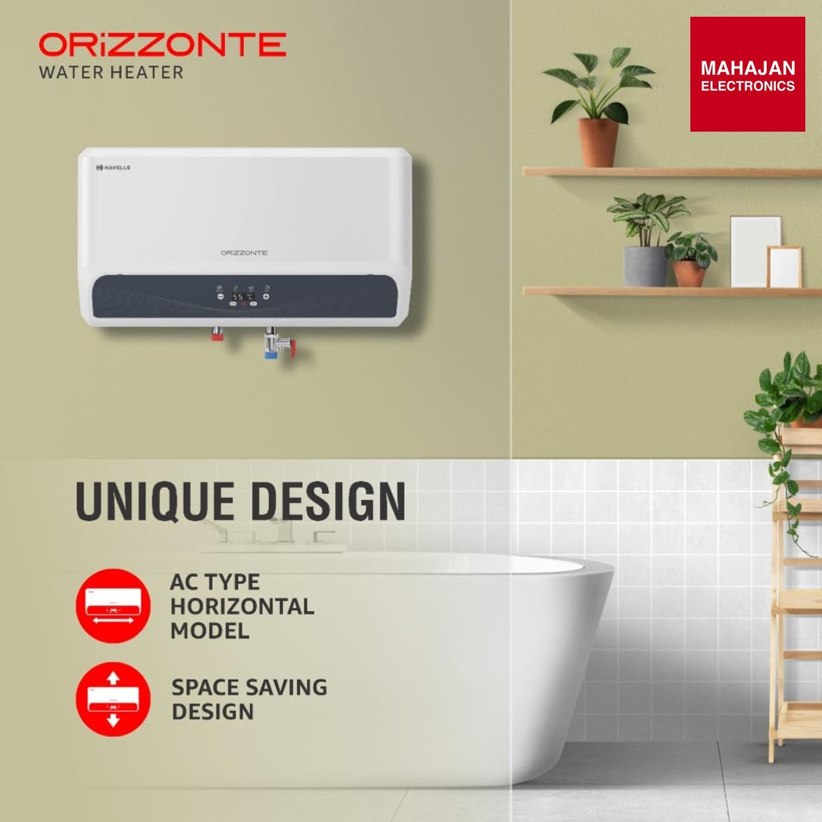 Havells Orizzonte GHWBORSWH025 25 L Storage Water Heater with Glass Coated Tank, Digital Display & Remote (White) – Mahajan Electronics Online.