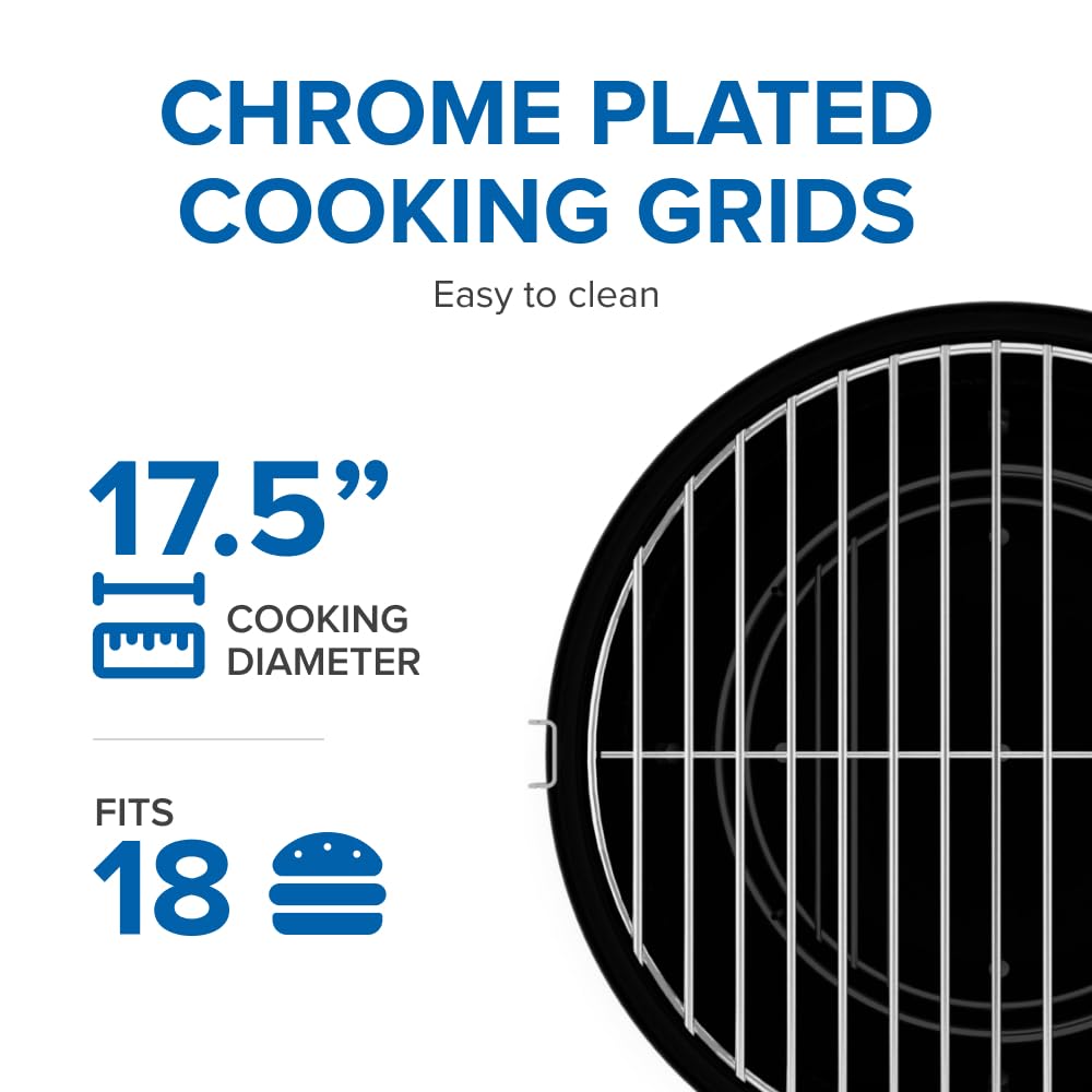 Napoleon 18-Inch Charcoal Kettle Grill - NK18K-LEG-3 - Black, 240in² Cooking Area, Sturdy 4-Leg Design, 7-Inch Wheels Mahajan Electronics Online