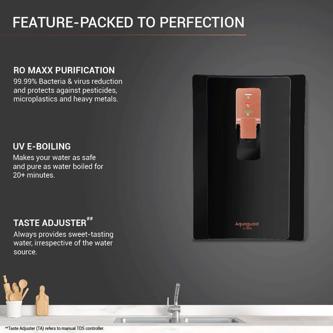 Aquaguard Superio WS RO+UV+SS Water Purifier with Patented Active Copper Technology & Stainless Steel Tank | Suitable for Borewell/Tanker/Municipal Water | GWPDSPRRS03B00 Mahajan Electronics Online