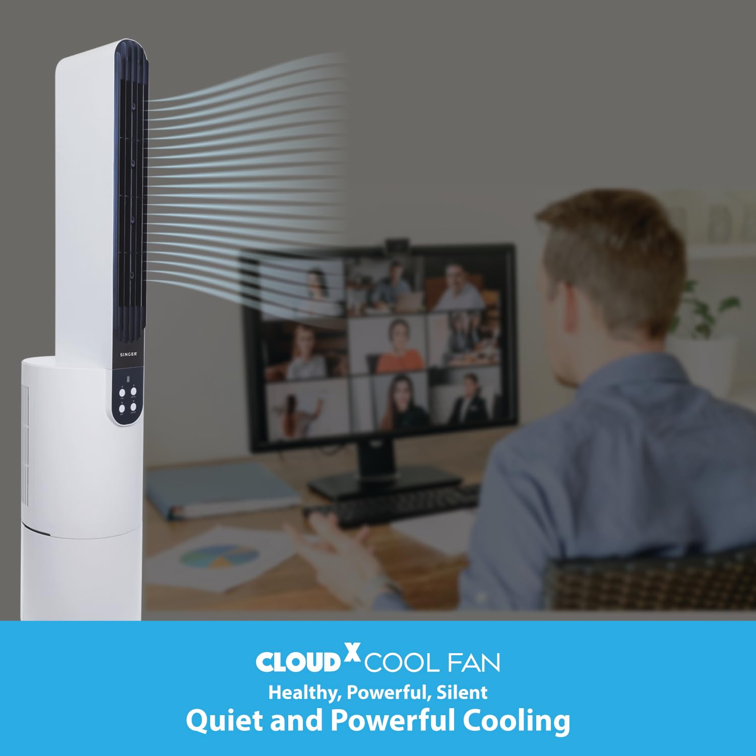 SINGER Cloudx Cool Fan with Cloud Technology | Silver Coated Mesh Filter | Quite Mode Mahajan Electronics Online