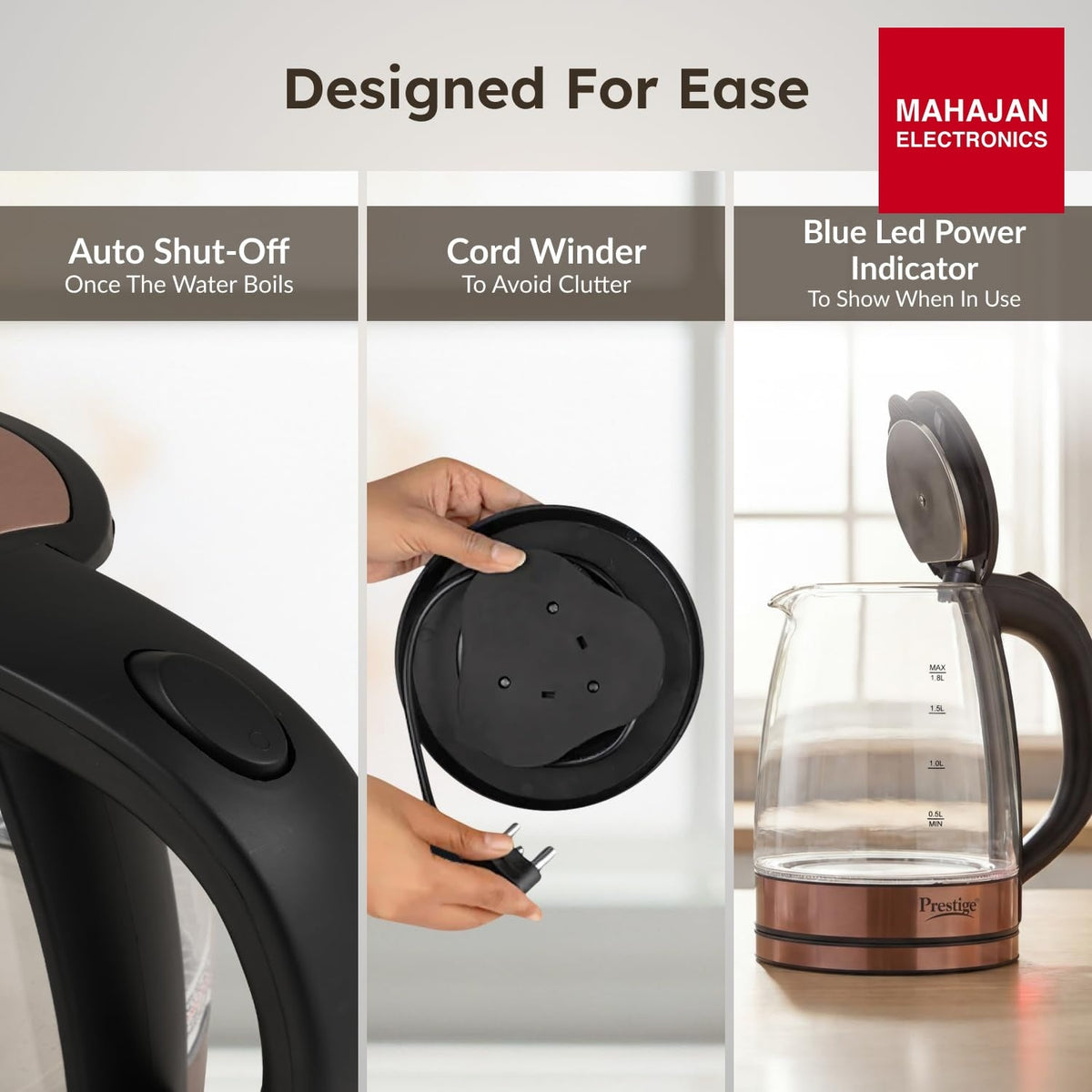 Prestige PKGB 1.8 L Electric Glass Kettle – Mahajan Electronics Online.