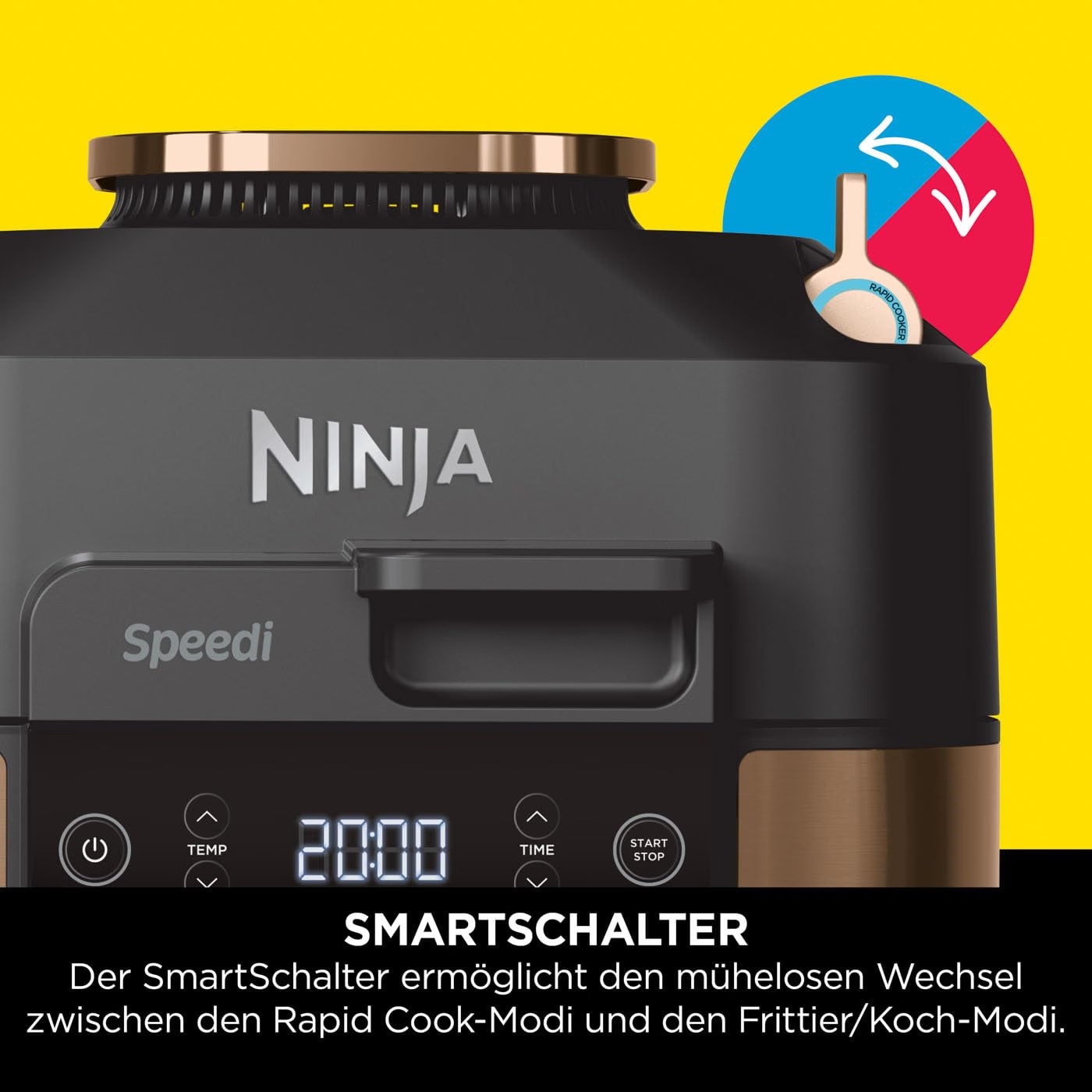 Ninja ON400EUCP Speedi 10-in-1 Fast Pressure Cooker, Air Fryer, Air Fryer and Multicooker, 5.7L, Meals for 4 in 15 Minutes, Steam, Grill, Bake, Roast, Stew and More, Black and Copper Ninja online mahajan electronics