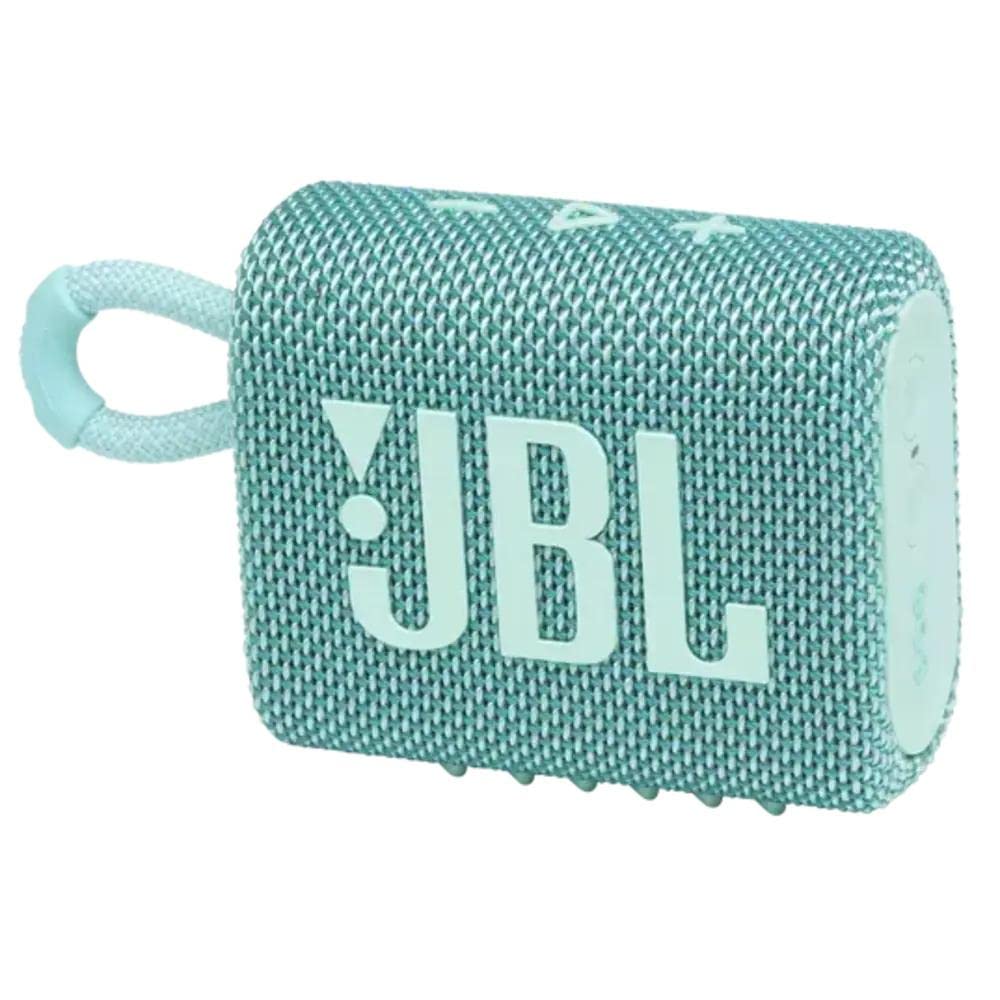 JBL Go 3, Wireless Ultra Portable Bluetooth Speaker, Pro Sound, Vibrant Colors with Rugged Fabric Design, Waterproof, Type C (Without Mic, Teal) Mahajan Electronics Online