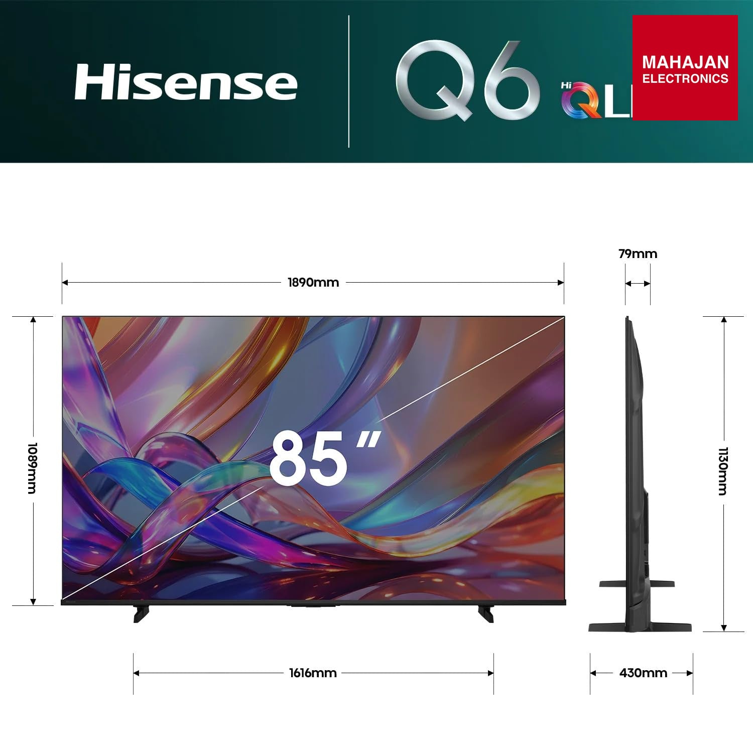 Hisense 85Q6S 215 cm (85 Inch) 4K Ultra HD Smart QLED TV | Quantum Dot Display | Dolby Vision & Dolby Atmos โ Mahajan Electronics Online.