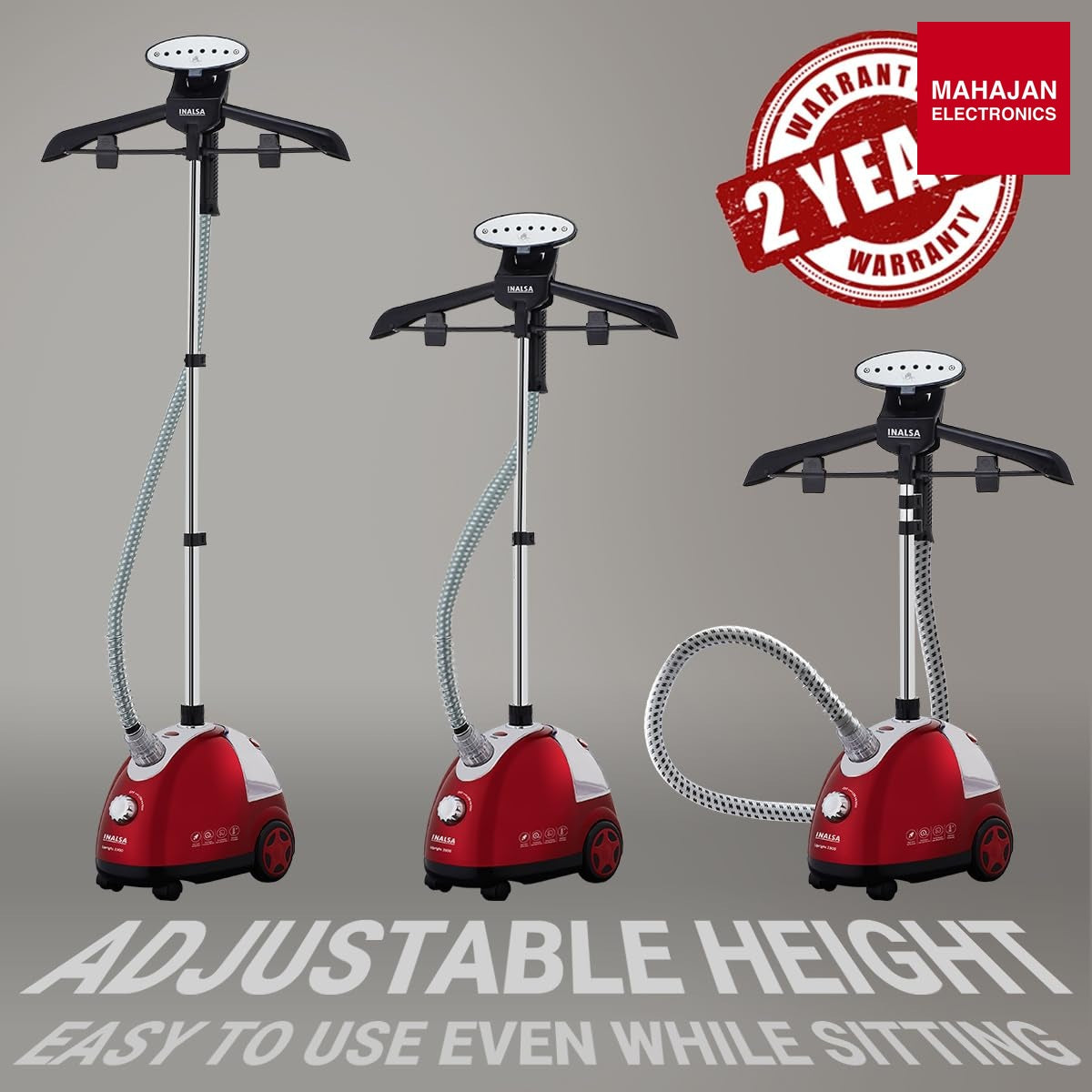 Inalsa Upright 1900 W Standing Garment Steamer with 1.4 L Tank, 28 g/min Steam Output & Auto Shut Off (Black) – Mahajan Electronics Online.
