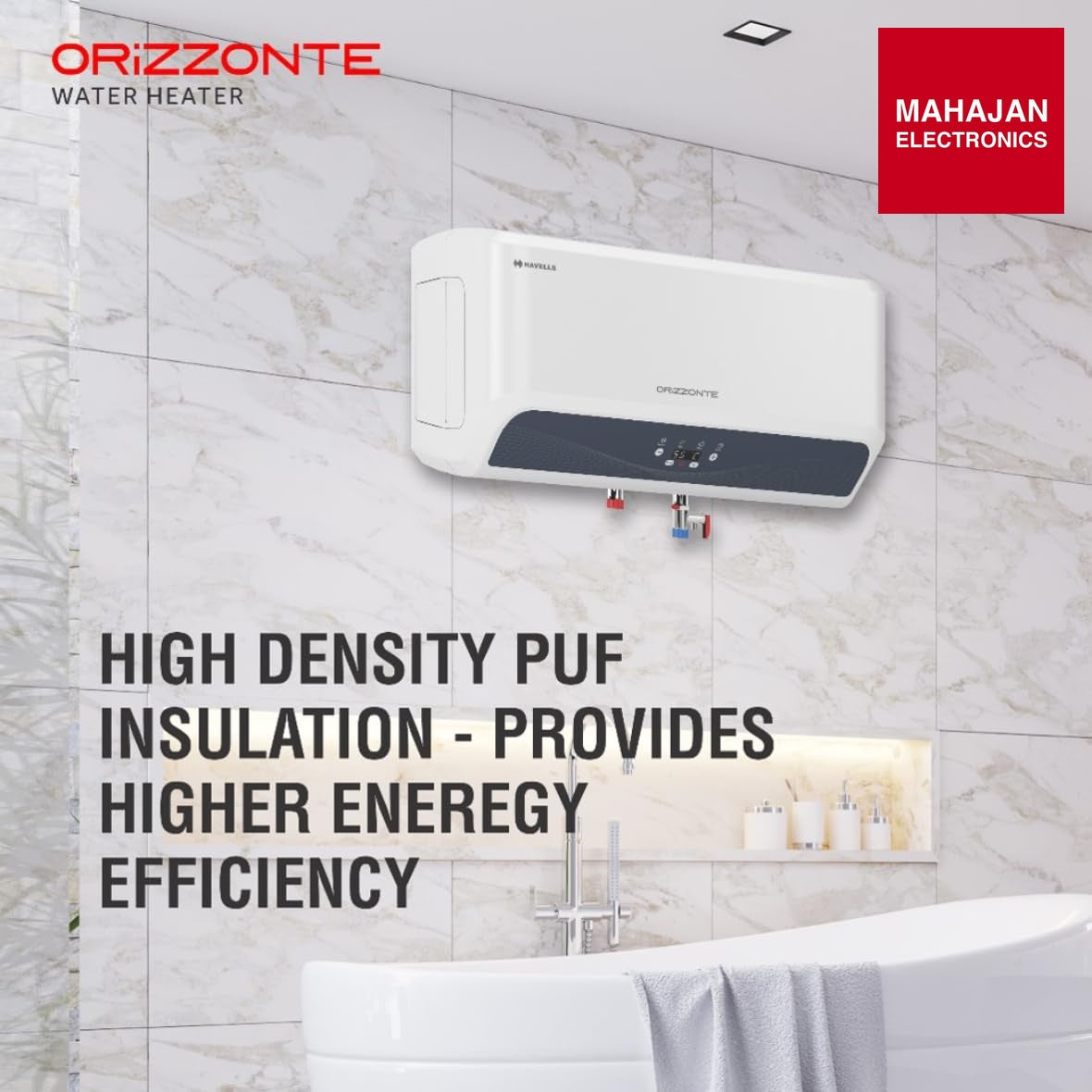 Havells Orizzonte 15 L Storage Water Heater with Glass Coated Tank, Digital Display & Remote Control, White – Mahajan Electronics Online.