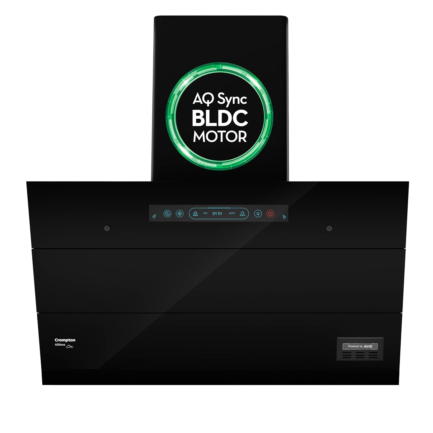 Crompton CHD-AQI75FLE-IND AQNova BLDC 1800m3/hr 75 cm Slant Chimney|AirIQ technology|Adaptive suction| Intelligent Autoclean|Motion Sensor|15Yrs Motor & 4Yrs Overall Warranty|(Black)|Free Installation & Ducting kit mahajan electronics online