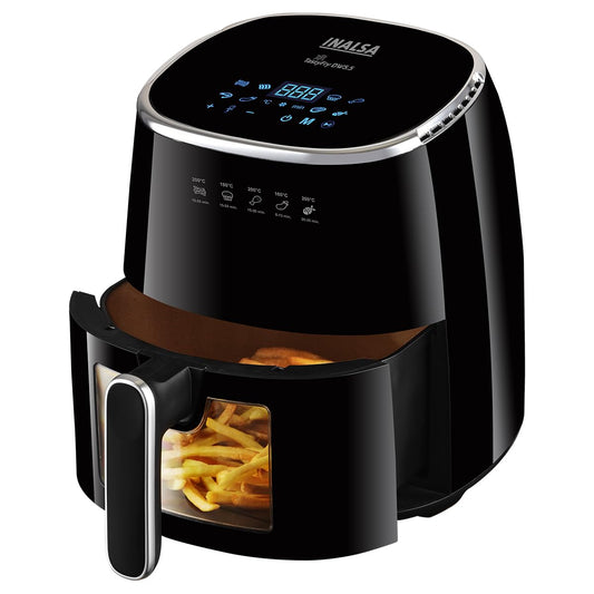 INALSA Air Fryer for Home|5.5 L Capacity|Visible Window & Internal Light|1600 W with Smart AirCrisp Technology Mahajan Electronics Online