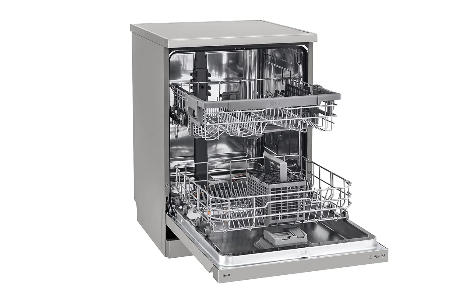 LG DFB532FP 14 Place Setting Freestanding Dishwasher with TrueSteam™, QuadWash™, Inverter Direct Drive & LG ThinQ (Silver, Made for Indian Utensils)