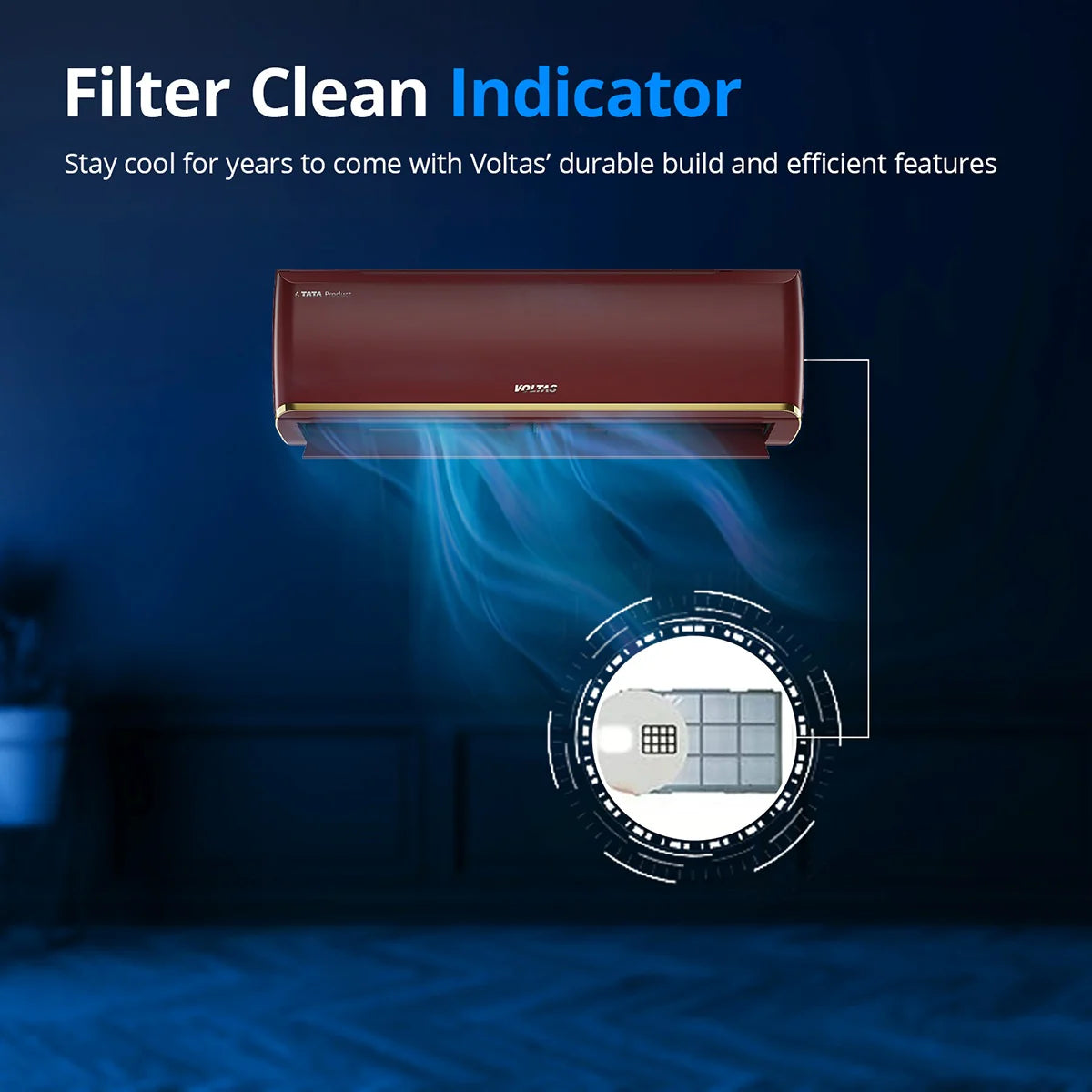 Voltas 183V Vertis Color Zen Deep Wine SmartAir Inverter AC, 1.5 Ton, 3 star Mahajan Electronics Online