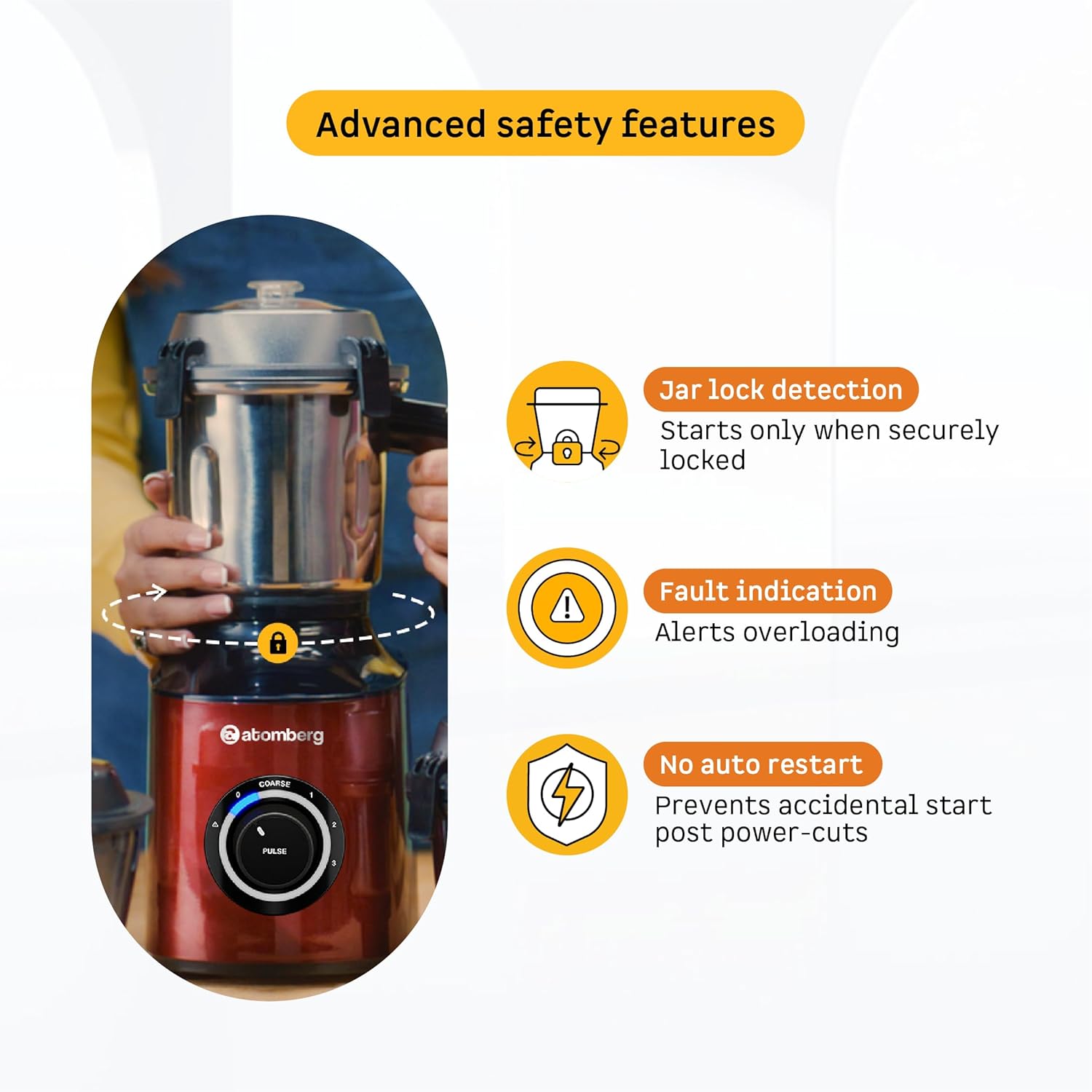 Atomberg Zenova Mixer Grinder | Unique Coarse Mode for Silbatta-like Texture | Intelligent BLDC Motor | Safety Features | 4 Jars including Chopper | Hands-Free Operation | Red Wine Mahajan Electronics Online