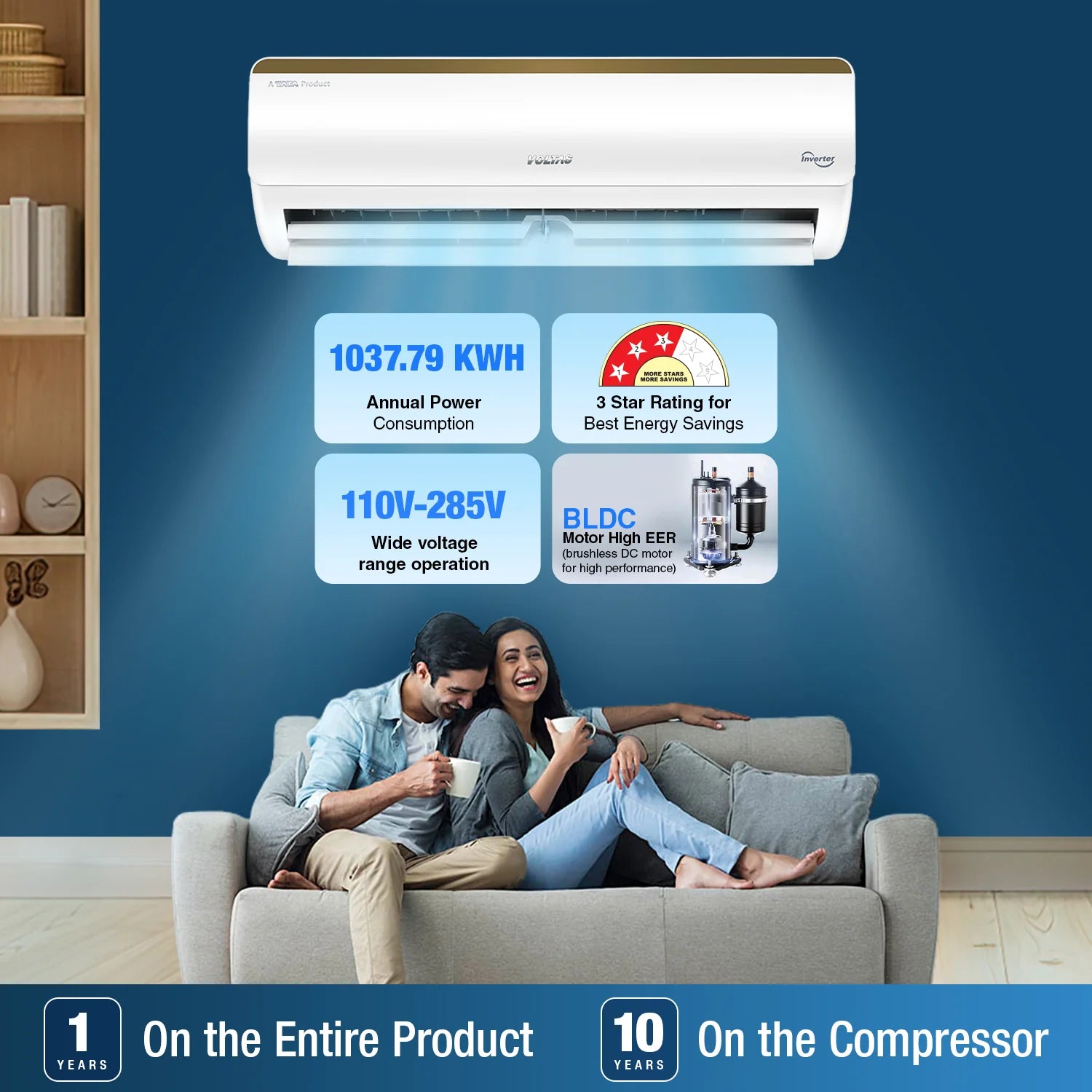 Voltas 183V Vertis Smart Elite Gold SmartAir Inverter AC, 1.5 Ton, 3 Star Mahajan Electronics Online
