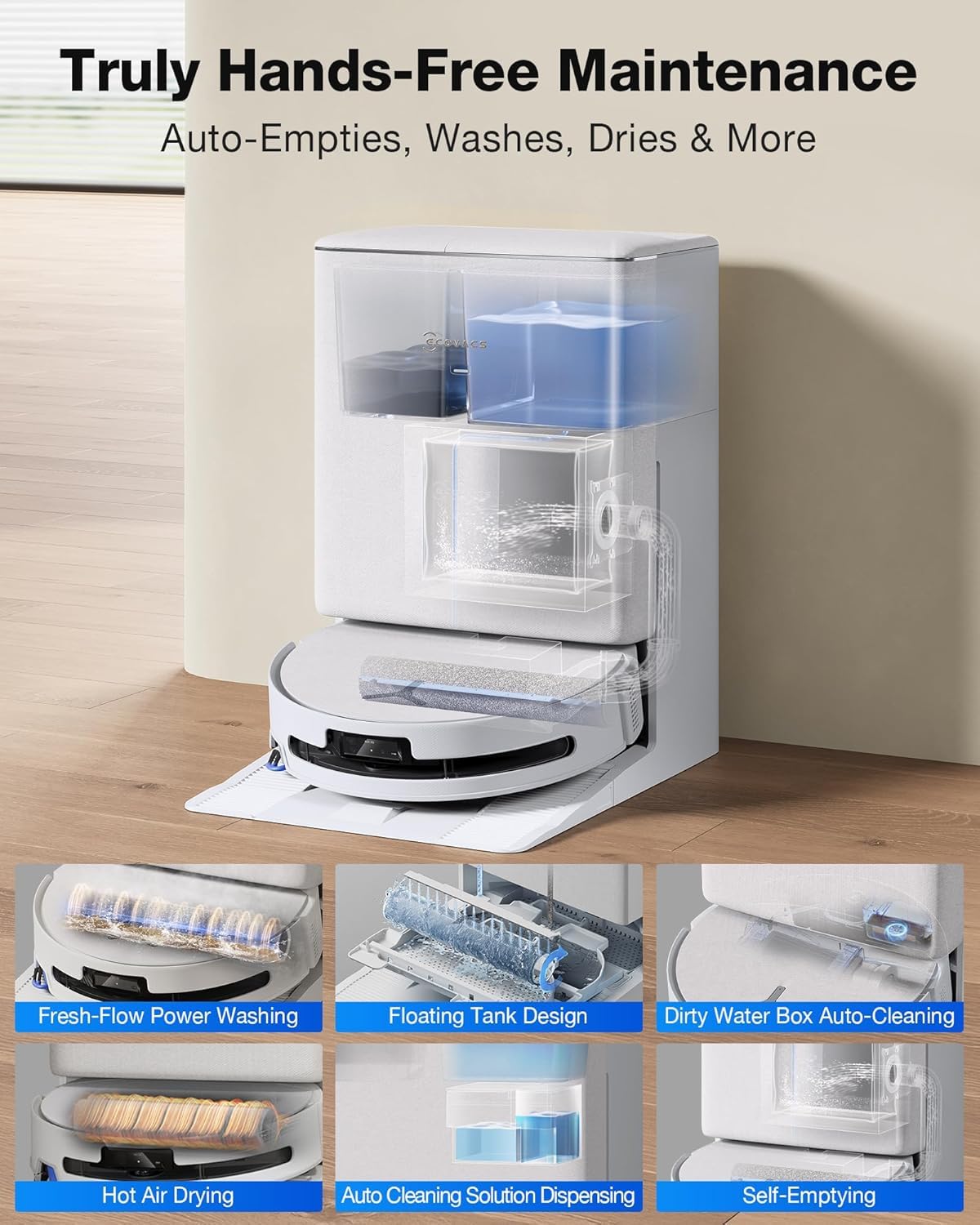 ECOVACS Deebot T90 Pro Omni 2-in-1 Robot Vacuum Cleaner & Mop, 2026 New Launch, 30000 Pa Blast Suction, Self-Empty & Self-Wash Omni Station, Extra-Long Roller, AI Re-Mop 2.0, PowerBoost Technology ECOVACS