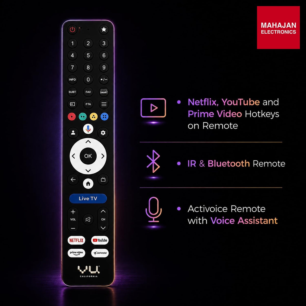 Vu 65GLOQLEDDV 3 Years Warranty 65 Inch (164 cm) GloQLED 4K Smart Google TV with Dolby Vision & Atmos, 30 W (Black) – Mahajan Electronics Online.