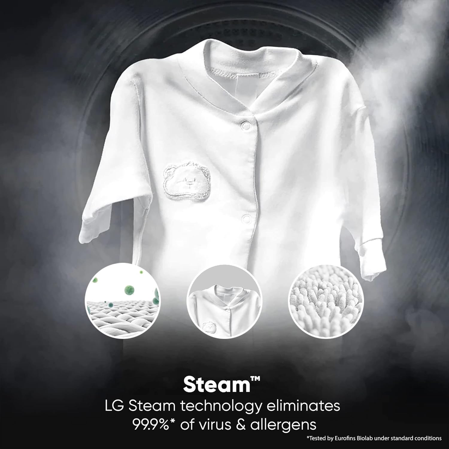 LG FHP1208Z3M 8 Kg, 5 Star, AI Direct Drive Technology, Steam & 6 Motion DD Fully-Automatic Front Load Washing Machine ( Intelligent & Convenient Fabric Care, Allergy Care, Middle Black) Mahajan Electronics Online