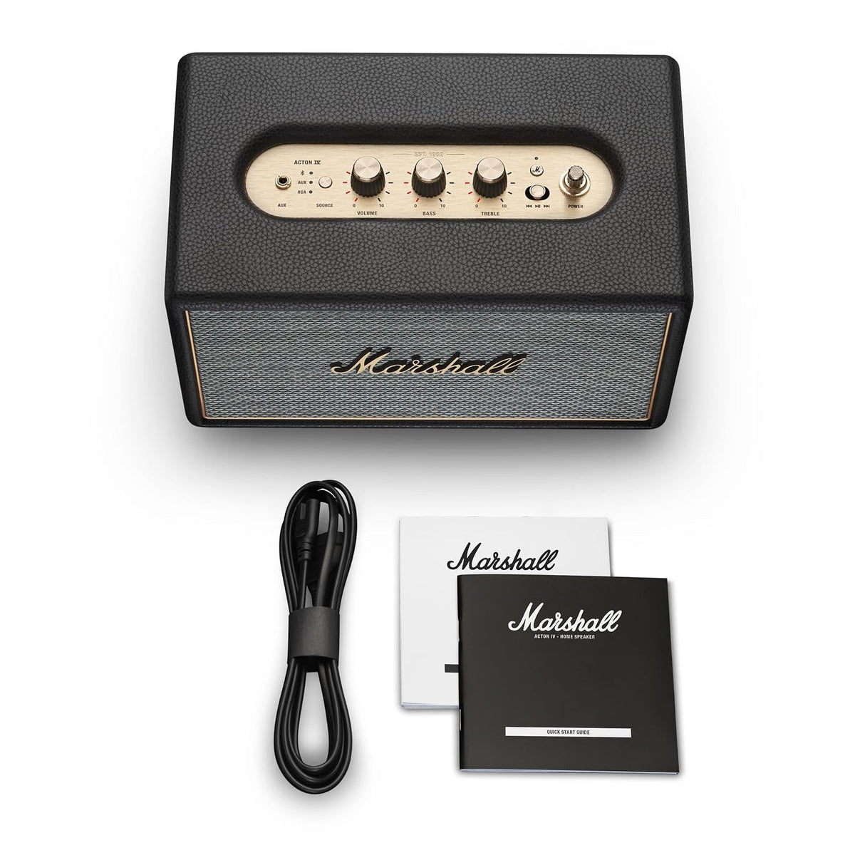 Marshall Acton IV Wired Connectivity Stereo Home Speakers with Bluetooth 5.3 LE & RCA or 3.5mm Input – Black Marshall