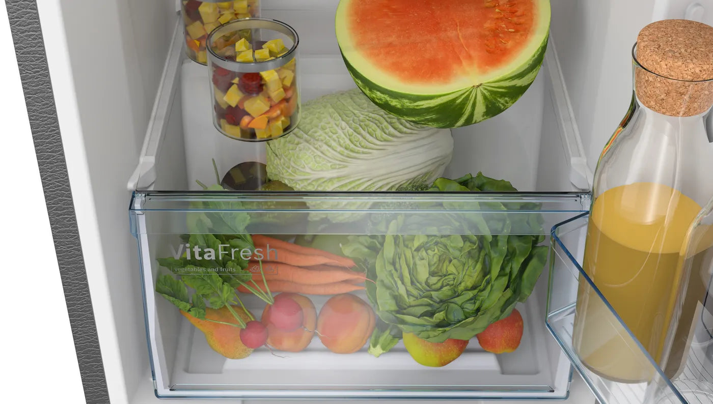 BOSCH CTC29S031I Series 4 269 Litres 3 Star Frost Free Double Door Convertible Refrigerator with Vario Inverter Compressor ( Sparkly Steel) Mahajan Electronics Online