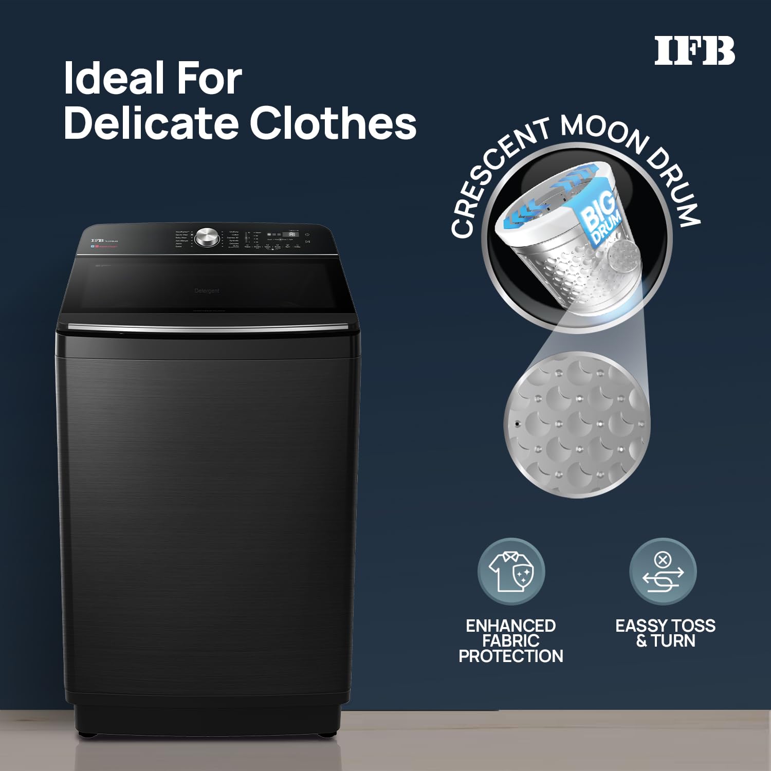 IFB TL121BL4SN 12 Kg 5 Star with DeepClean® Technology, AI Powered, Fully Automatic Top Load Washing Machine (2025 Model, PowerSteam®, Inbuilt Heater, 5D Wash, Aqua Energie, Black VCM) Mahajan Electronics Online