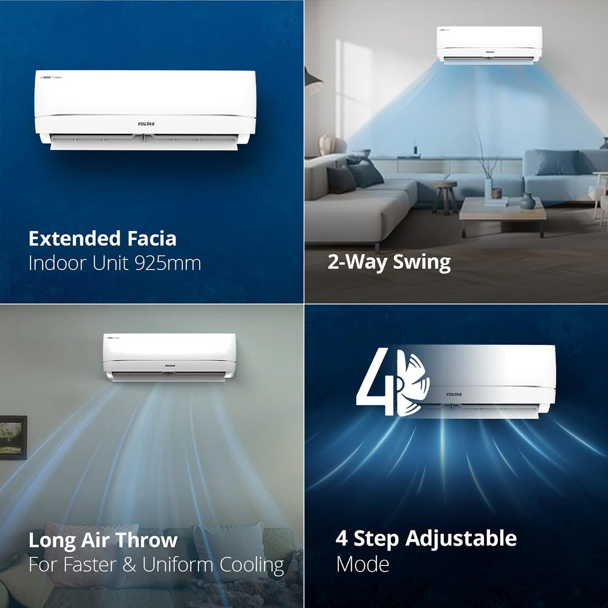 Voltas 183INV VECTRA AURA (2026 Series) 1.5 Ton 3 Star Inverter Split AC – 5-in-1 Adjustable Mode, Copper Coil, Anti-Dust Filter, High Ambient Cooling-Online Mahajan Electronics