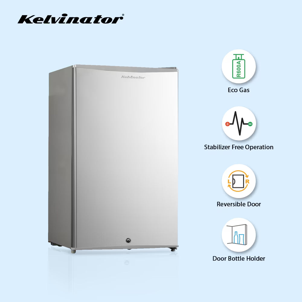 Kelvinator KRC-F100RBPSGS 95 litres 2 Star Single Door Refrigerator, Inox Grey Mahajan Electronics Online