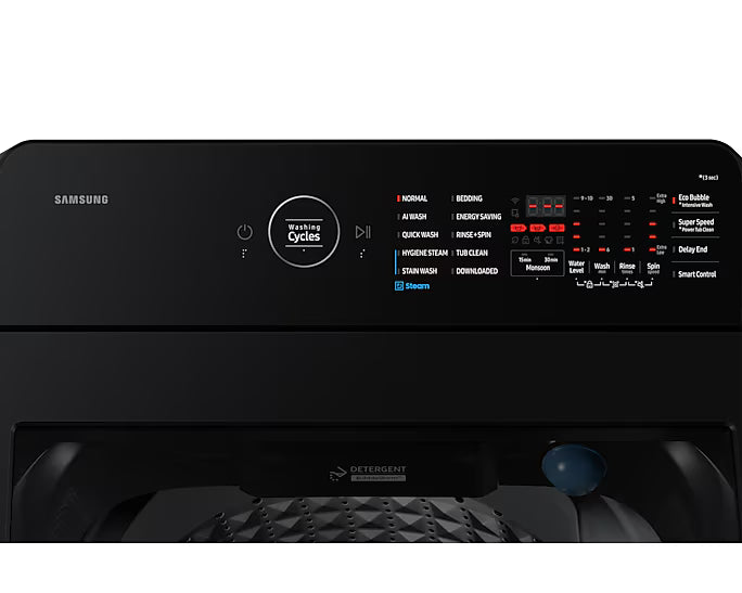 Samsung WA40F08H2BTL 8 Kg 5 Star Top Load Fully Automatic Washing Machine (Black Caviar) | AI Wash, EcoBubble™, Hygiene Steam, Wi-Fi Enabled 2026 Mahajan Electronics Online