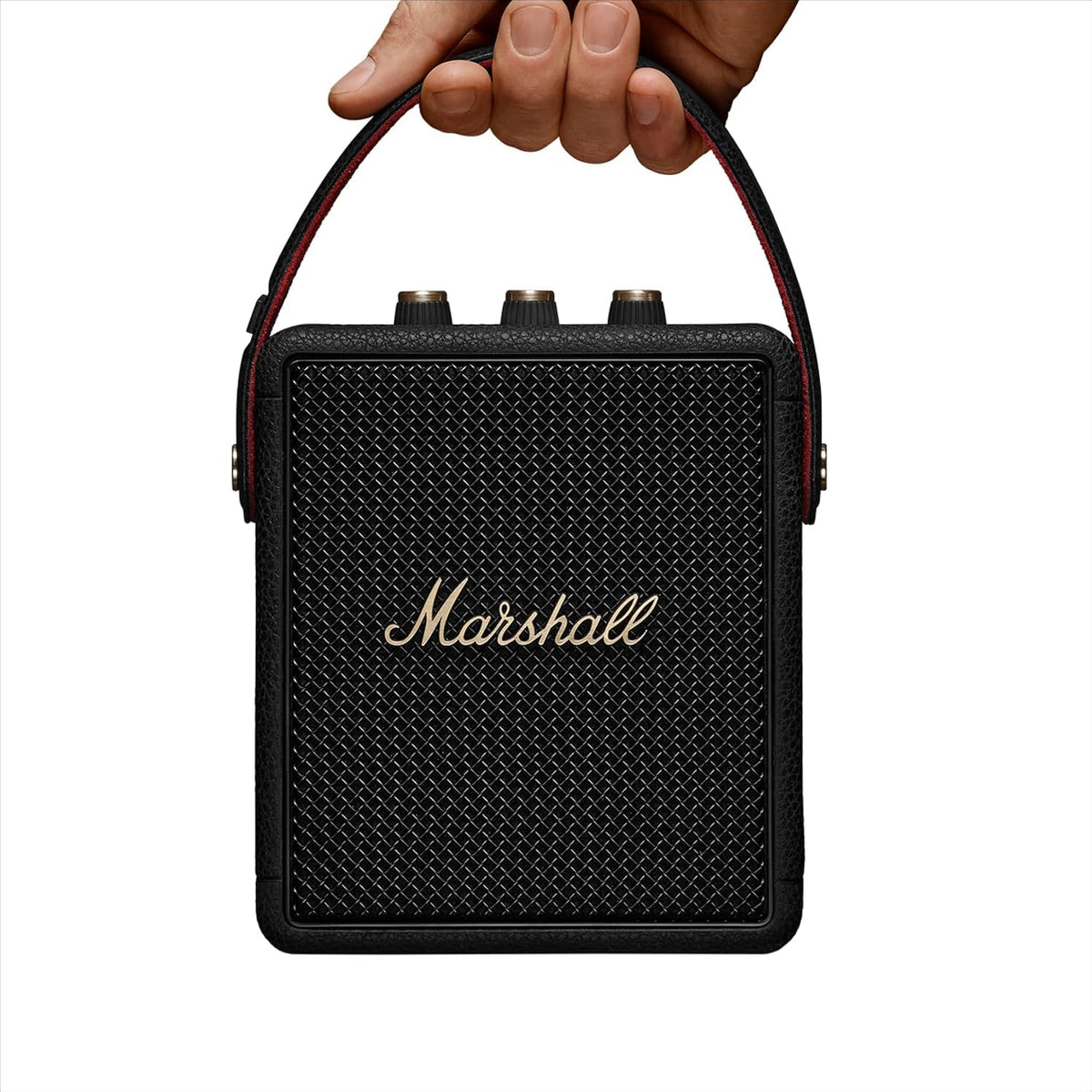 Marshall Stockwell III Portable Bluetooth Speaker with 40+ Hours of Playtime, (360° True Stereophonic Sound), IP55 Dust & Water Resistant, M Button for Presets – Mahajan Electronics Online.