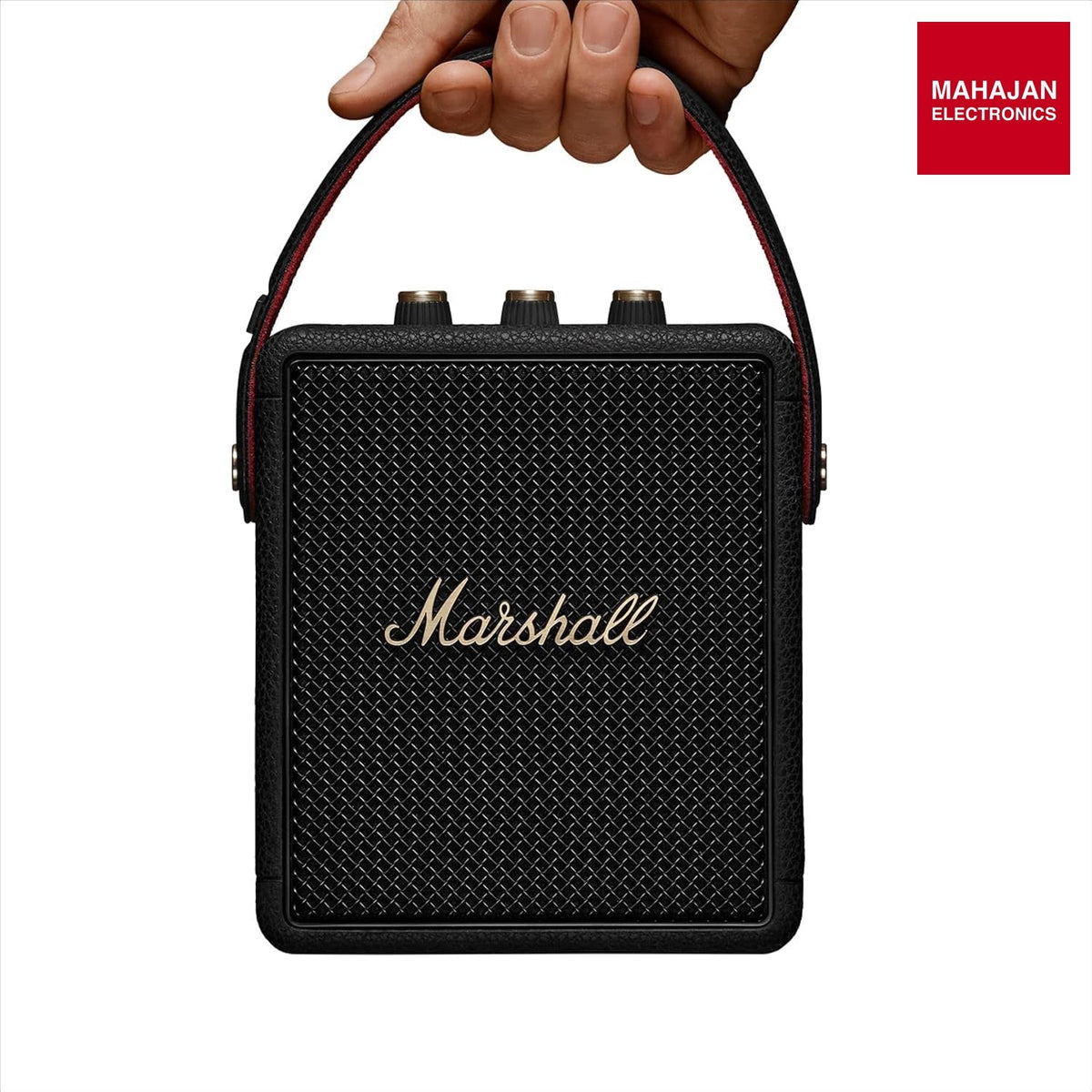 Marshall Stockwell III Portable Bluetooth Speaker with 40+ Hours of Playtime, (360° True Stereophonic Sound), IP55 Dust & Water Resistant, M Button for Presets – Mahajan Electronics Online.