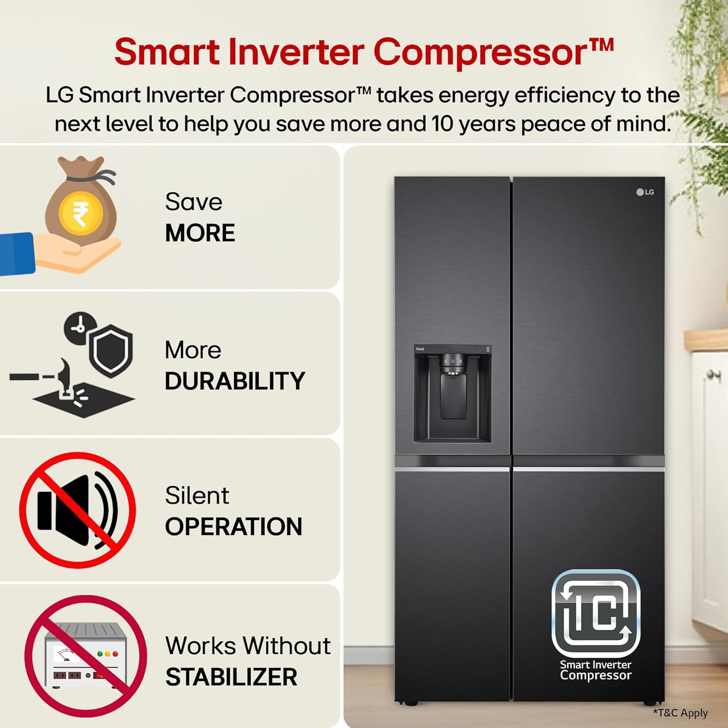 LG GL-L257CMC3 630 L, 3 Star, Frost-Free, Double Door, Door Cooling+, Hygiene Fresh+, Smart Inverter, Wi-Fi Convertible Side By Side Refrigerator with AI ThinQ ( Matt Black, Ice & Water Dispenser) Mahajan Electronics Online