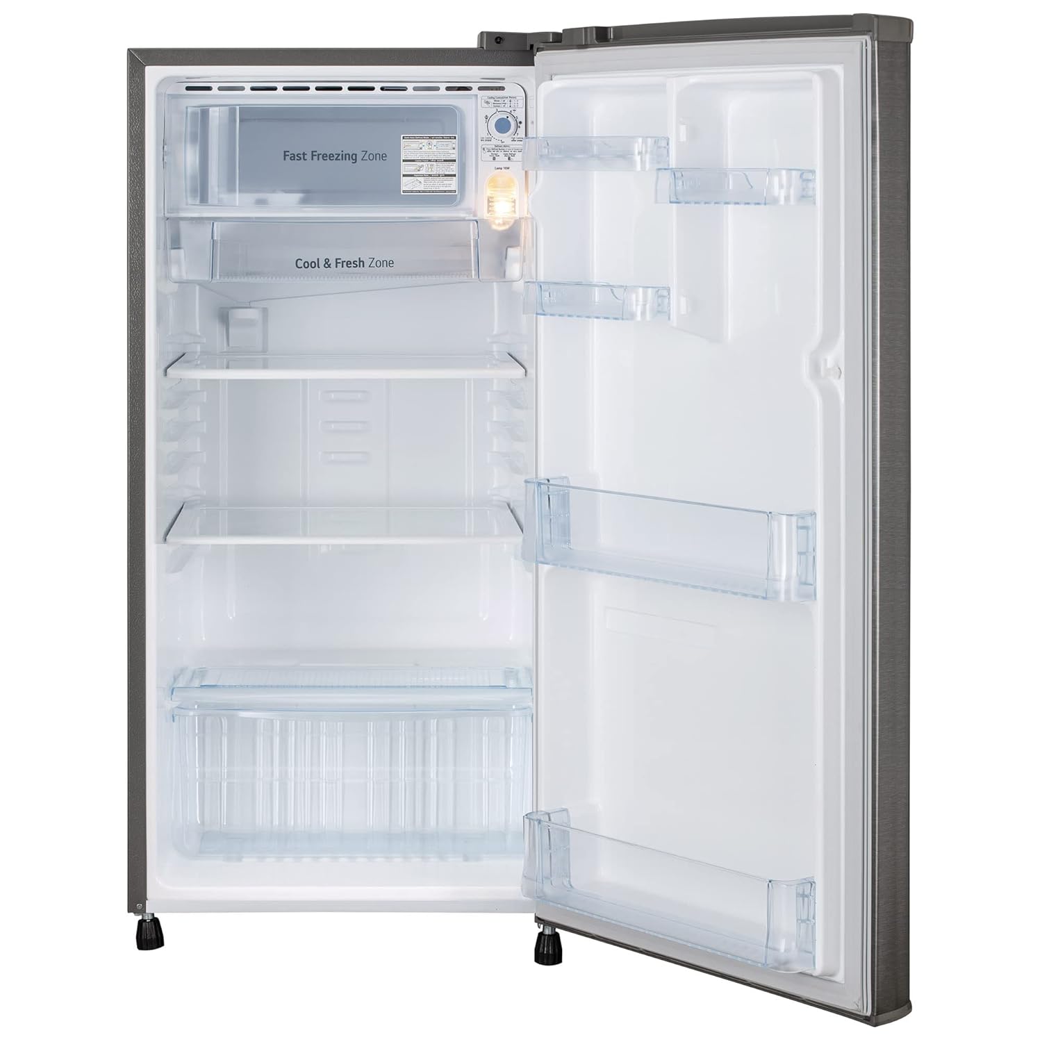 LG GL-B199ODSB 185 L Direct Cool Single Door Refrigerator | 2 Star Rating | Toughened Glass Shelves | Anti-Bacterial Gasket | Stabilizer Free Dazzle Steel