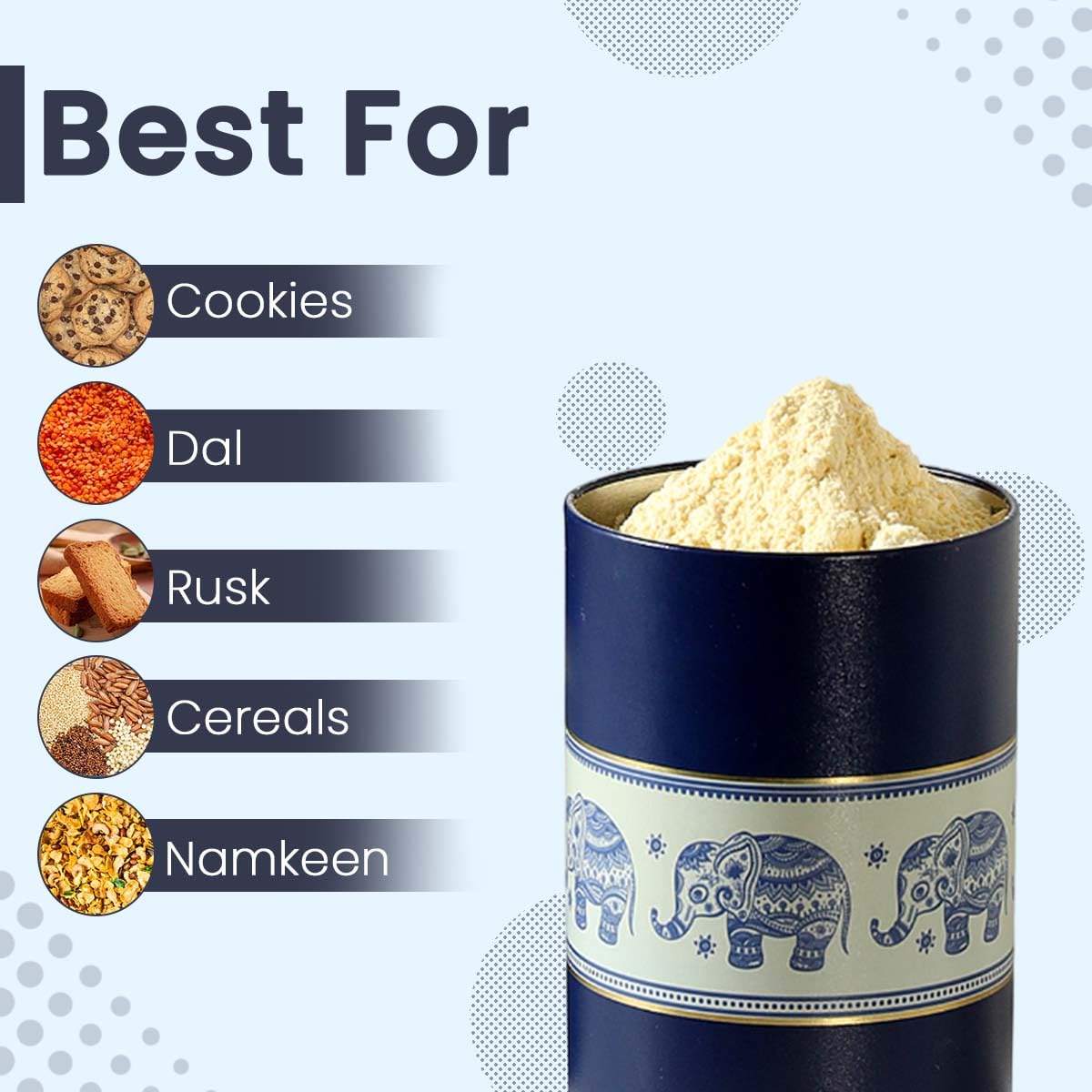 Mandala Collection Airtight Kitchen Container Set - Food Grade Metal Jars for Rusk, Cookies, Candies & More - Stylish Jars -Medium 850ML Canisters - Set of 4 - Blue Elephants Mahajan Electronics Online