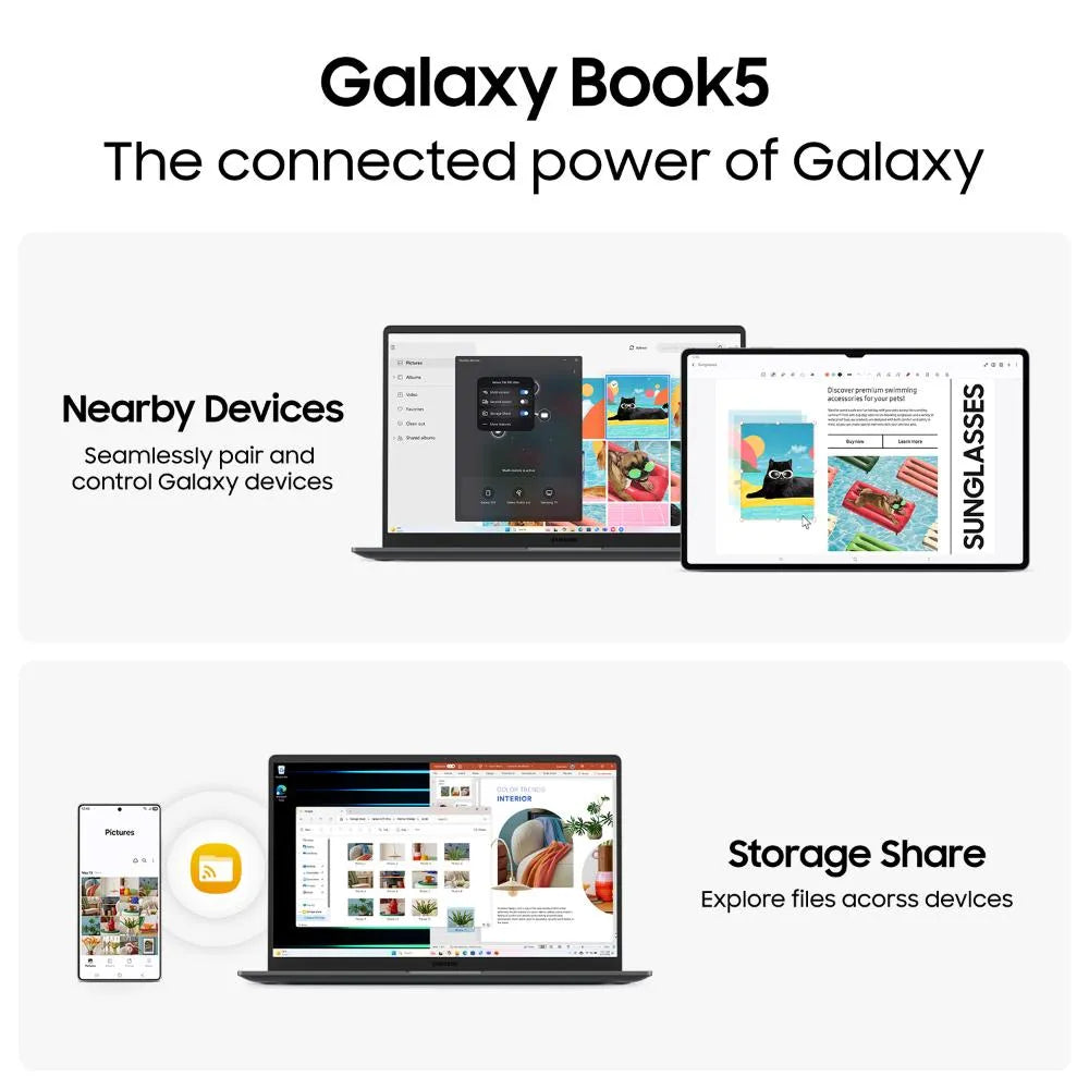 Samsung Galaxy Book5 Laptop (Intel Core Ultra 5/ 16GB LPDDR5X RAM/ 512GB SSD/ 15.6 Inch (39.62 cm) FHD Display/ Intel Graphics/ Windows 11 Home) Mahajan Electronics Online