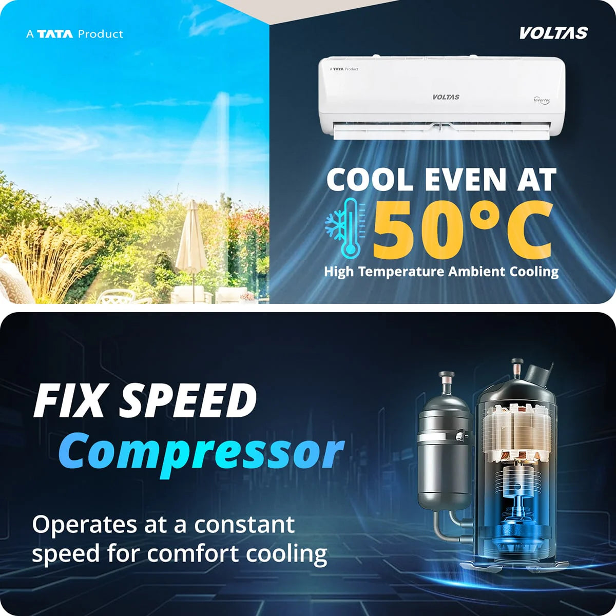 Voltas 122FS Emerald 1 Ton 2 Star Fixed Speed Split AC mahajan electronics online