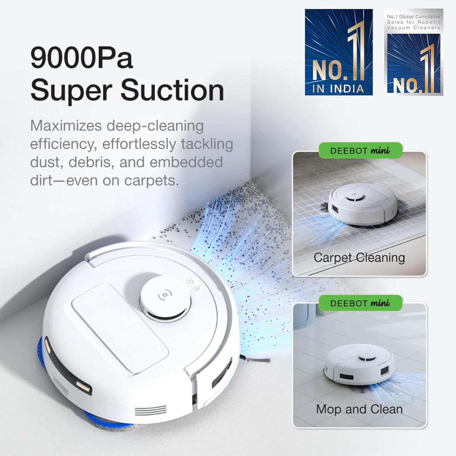 ECOVACS DEEBOT MINI Omni 2 in 1 Robot Vacuum Cleaner & Mop, 2025 New Launch, 9000 Pa, Self-Emptying Omni Station, ZeroTangle 2.0, TrueMapping 2.0, 45℃ Hot Air Dry, Deep Mopping, One-Touch Self-Clean Mahajan Electronics Online